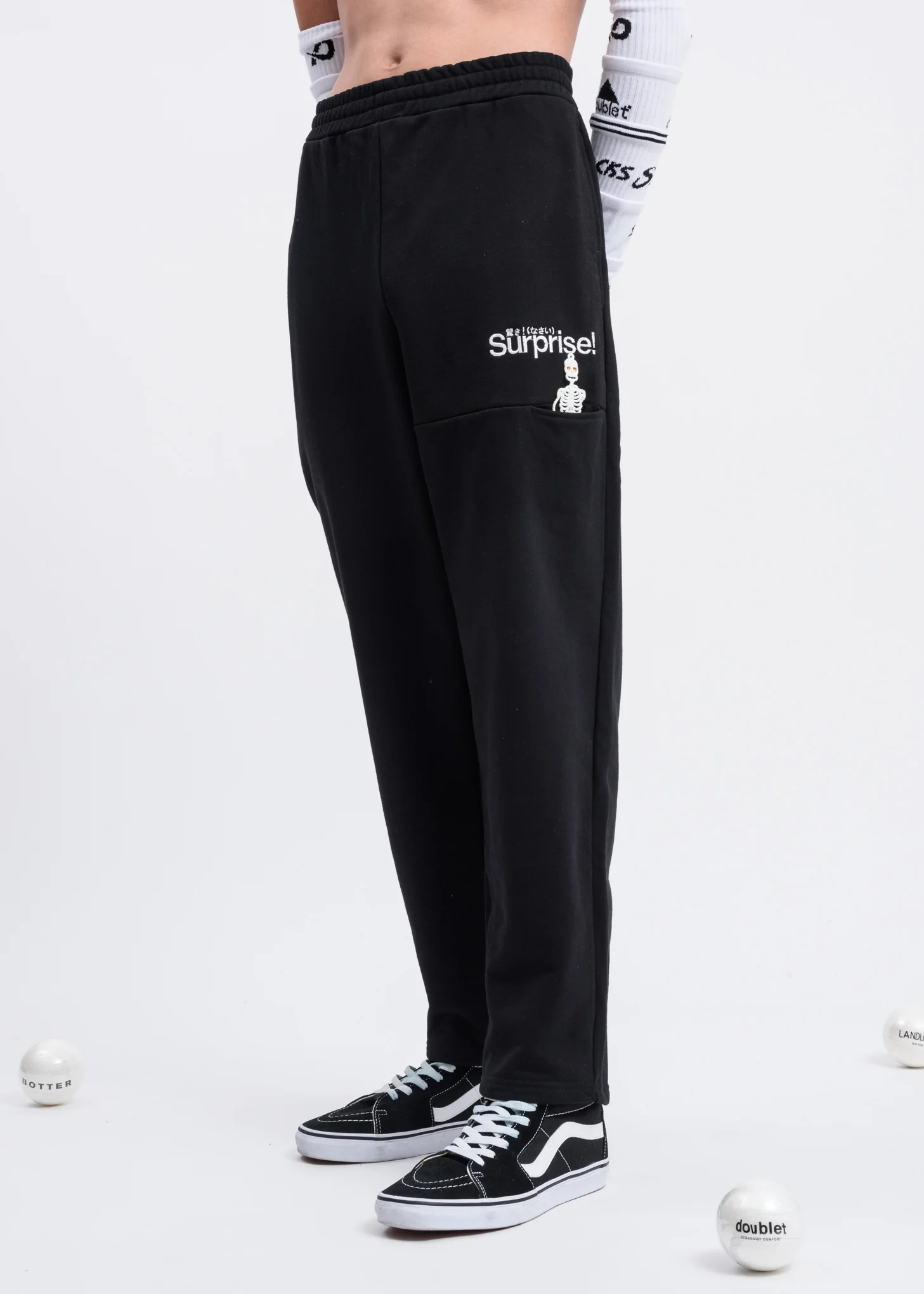 Black “Surprise” Embroidery Sweatpants - Image 3