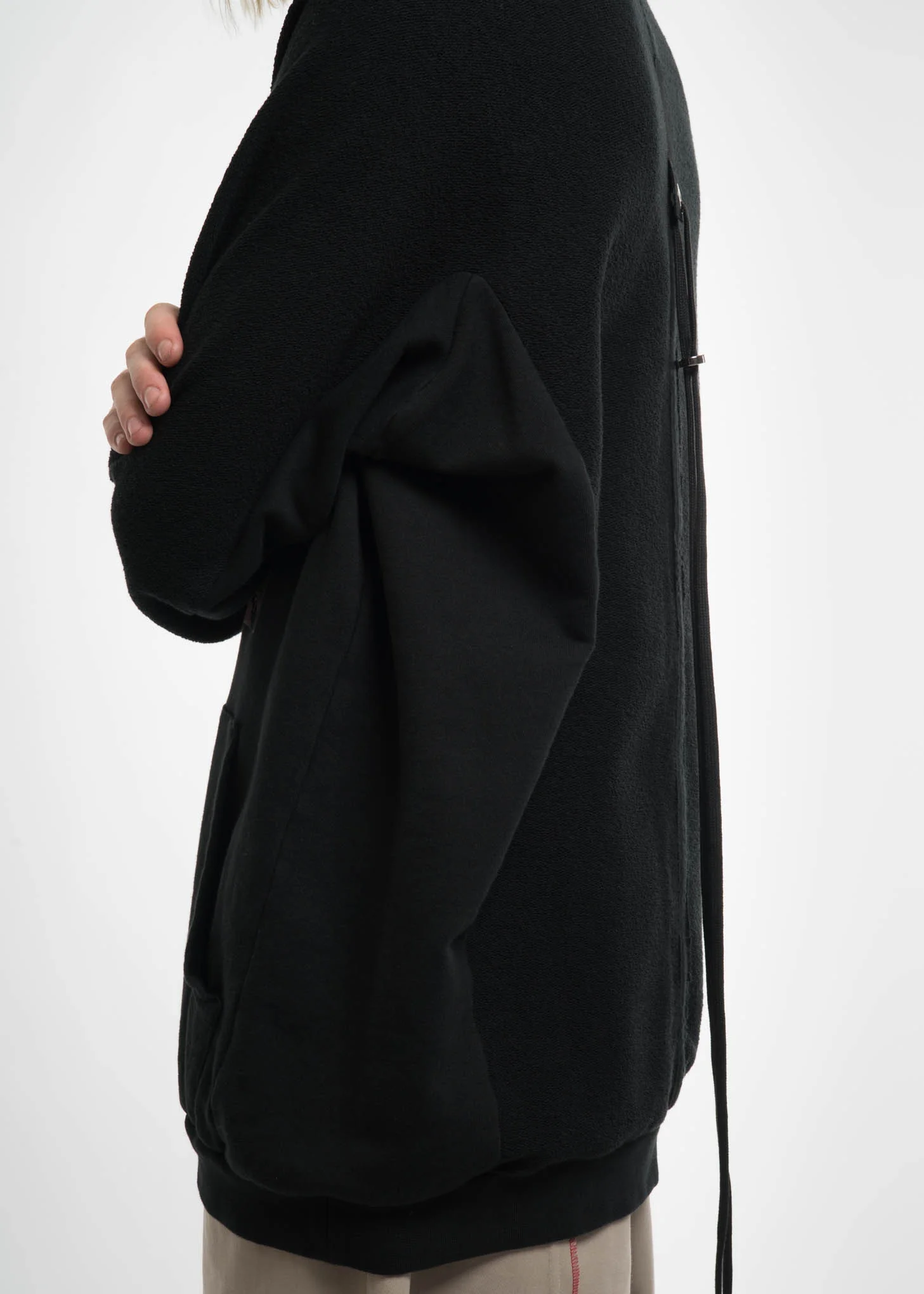 Black T Cut Inside-Out Hoodie - Image 6