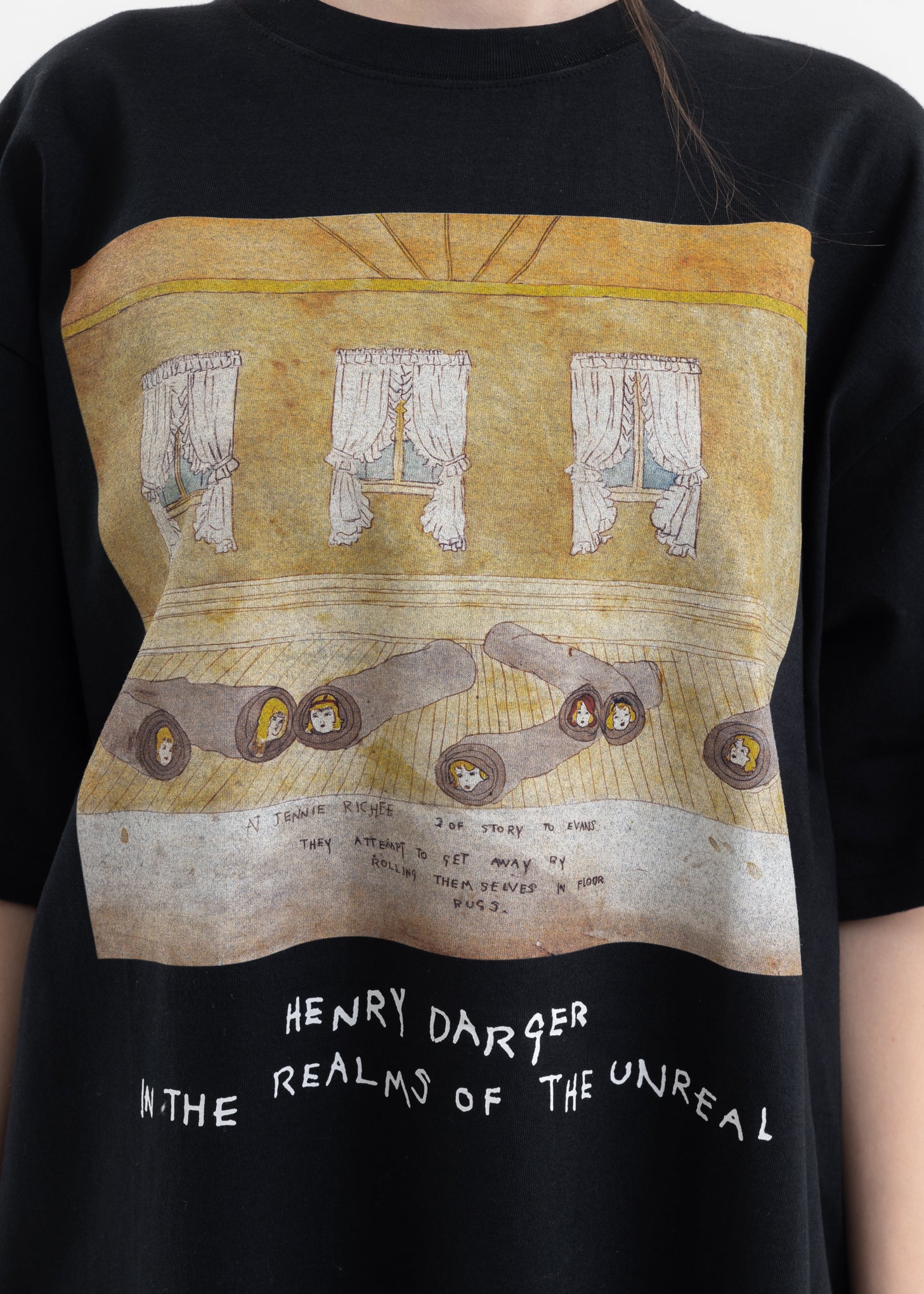 Black T-Shirts - Girls Rolled Up In Carpets KIDILL × Henry Darger Collaboration - Image 4