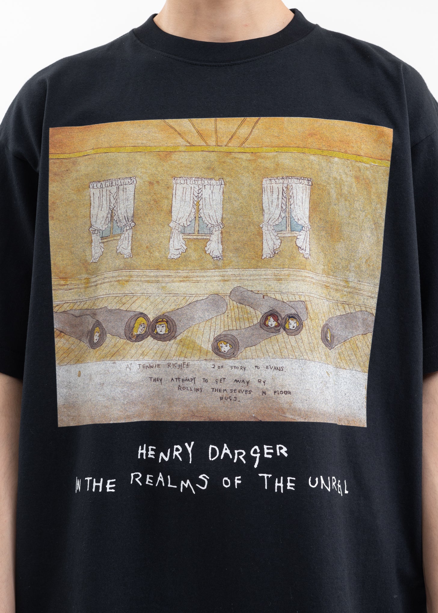 Black T-Shirts - Girls Rolled Up In Carpets KIDILL × Henry Darger Collaboration - Image 4