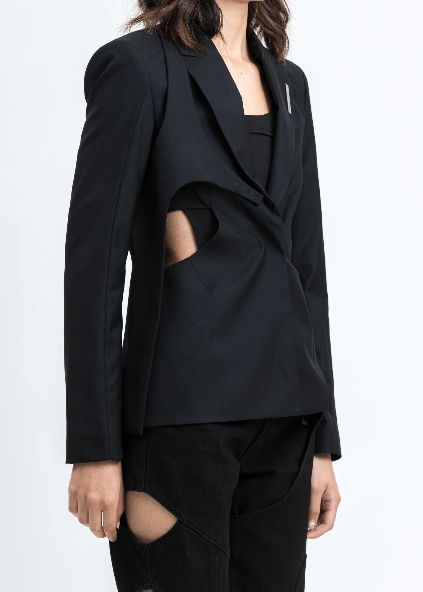 Black Tailored Blazer With Harness - Image 2