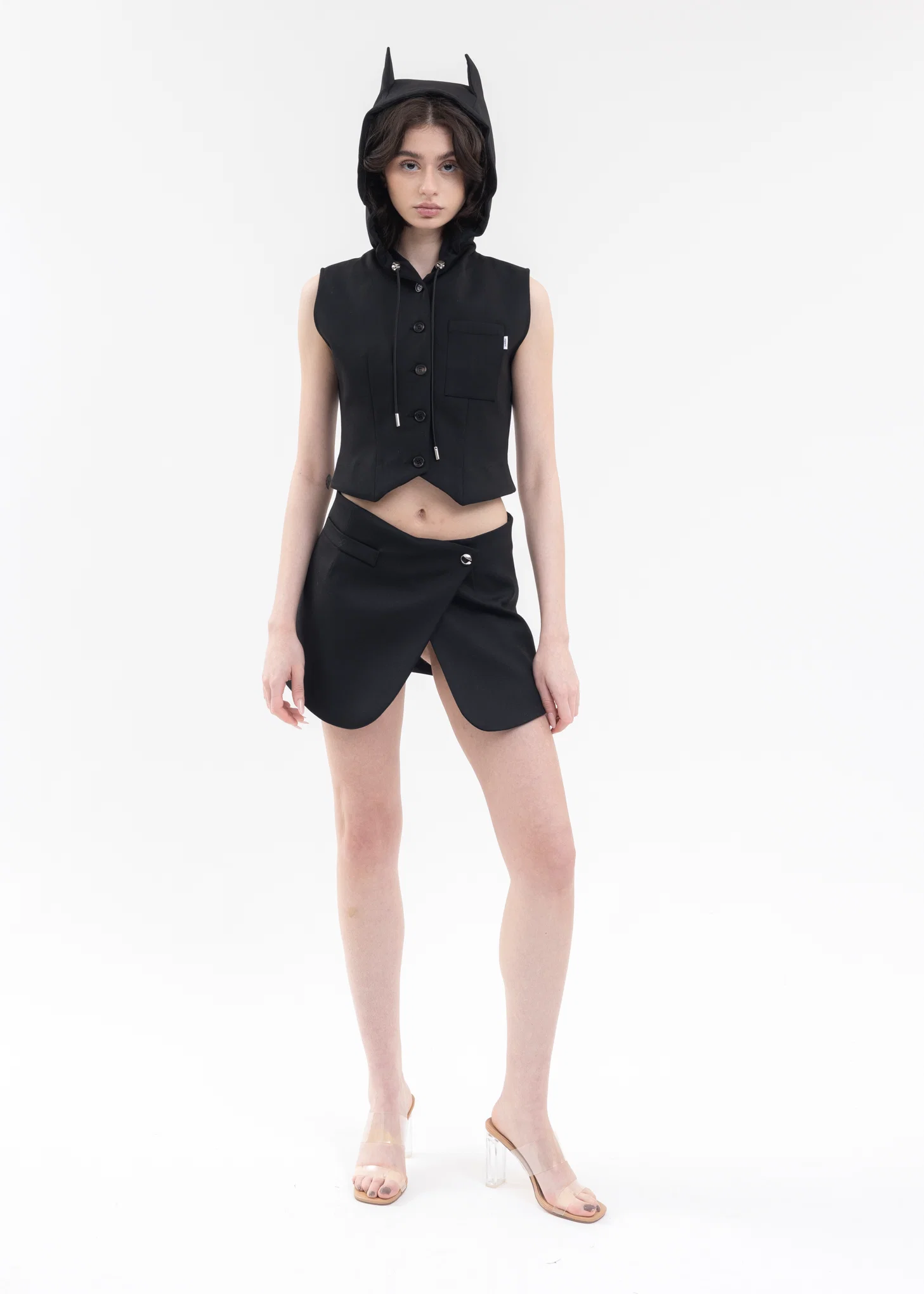 BLACK TAILORED MINI SKIRT - Image 6