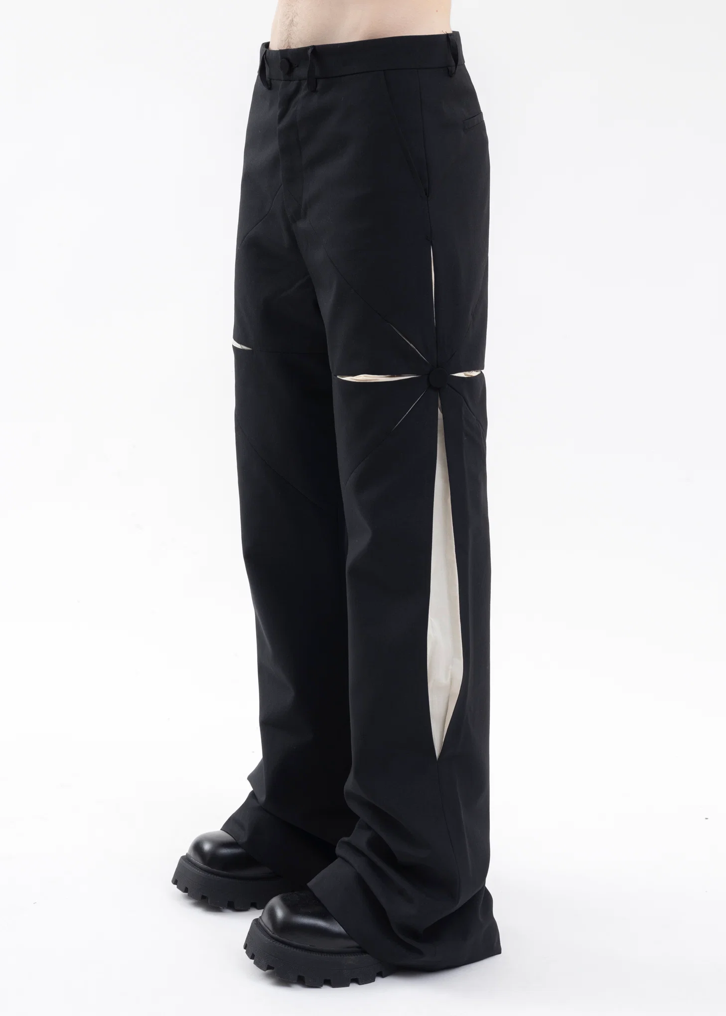 BLACK TAILORED ONE ORIGAMI PANTS - Image 2