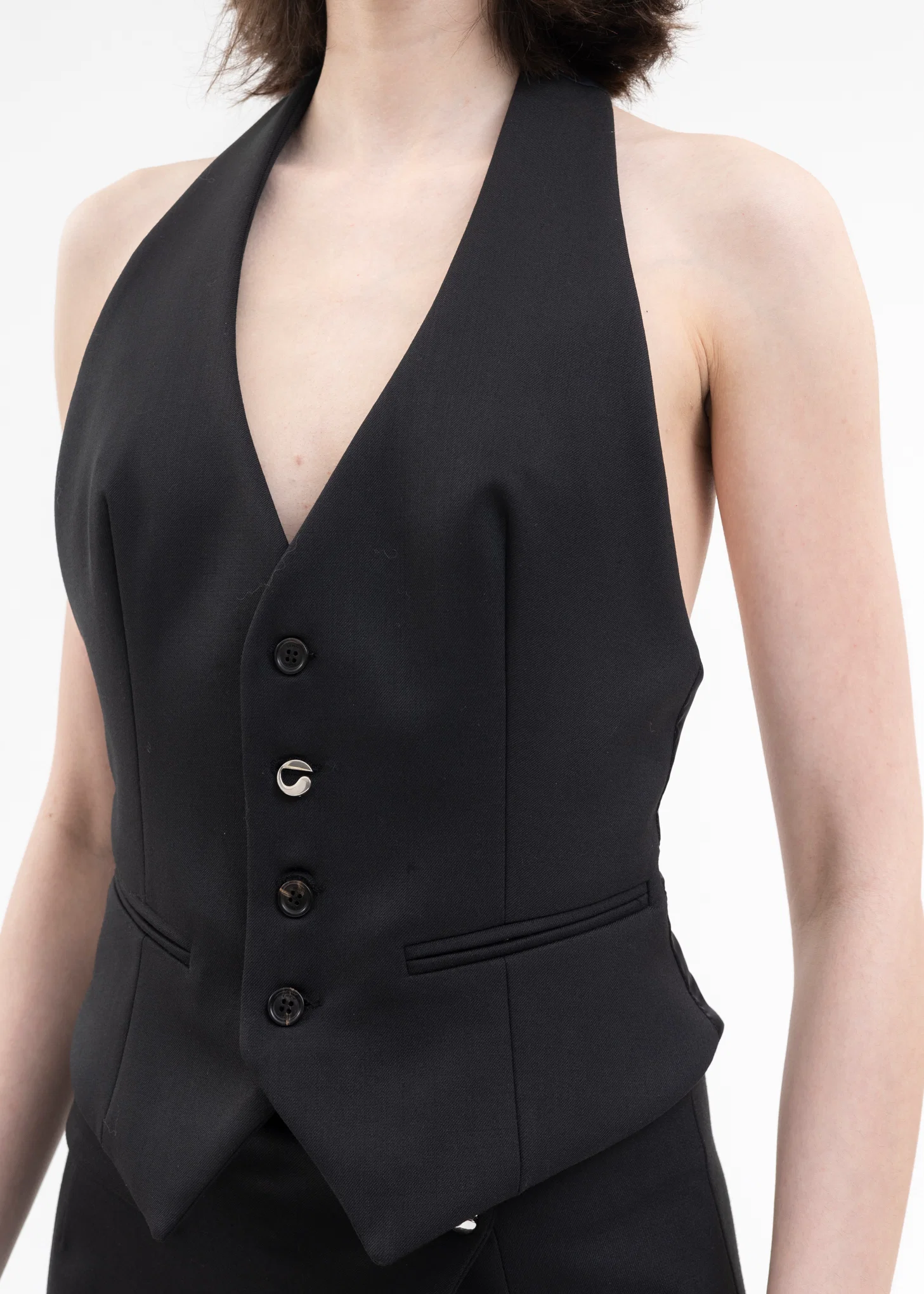 BLACK TAILORED VEST - Image 4