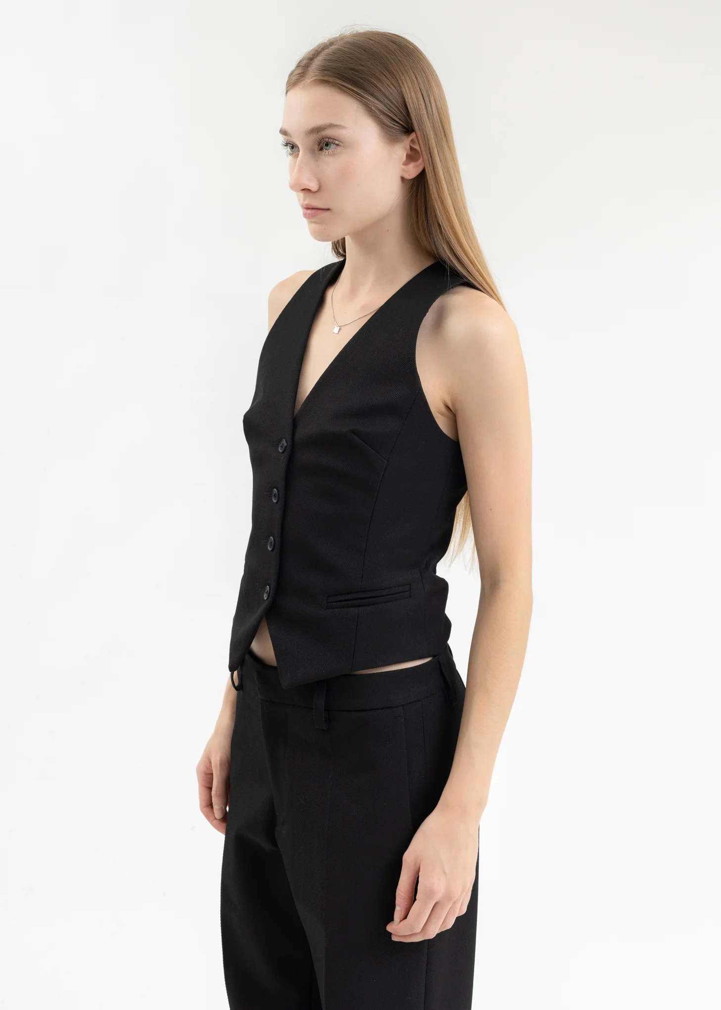 BLACK TAILORED VEST - Image 2