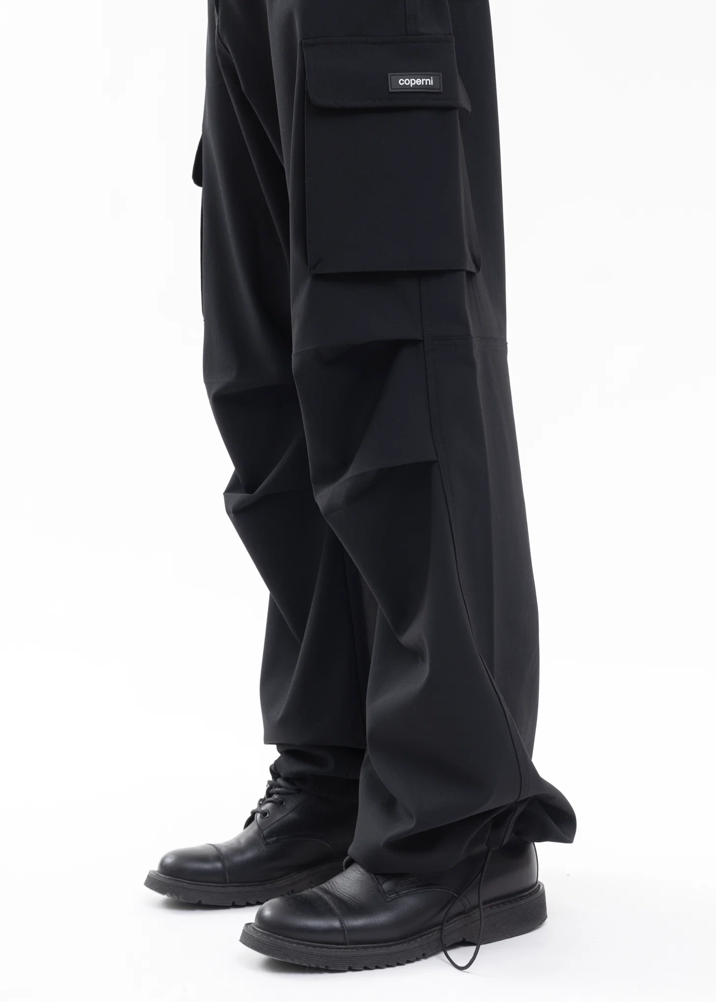 BLACK TAILORED WIDE LEG CARGO PANTS - Image 2