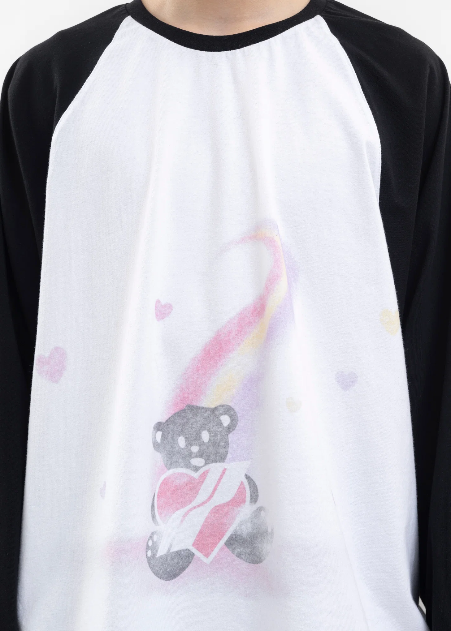 BLACK TEDDY BEAR PRINT LONG-SLEEVED T-SHIRT - Image 2