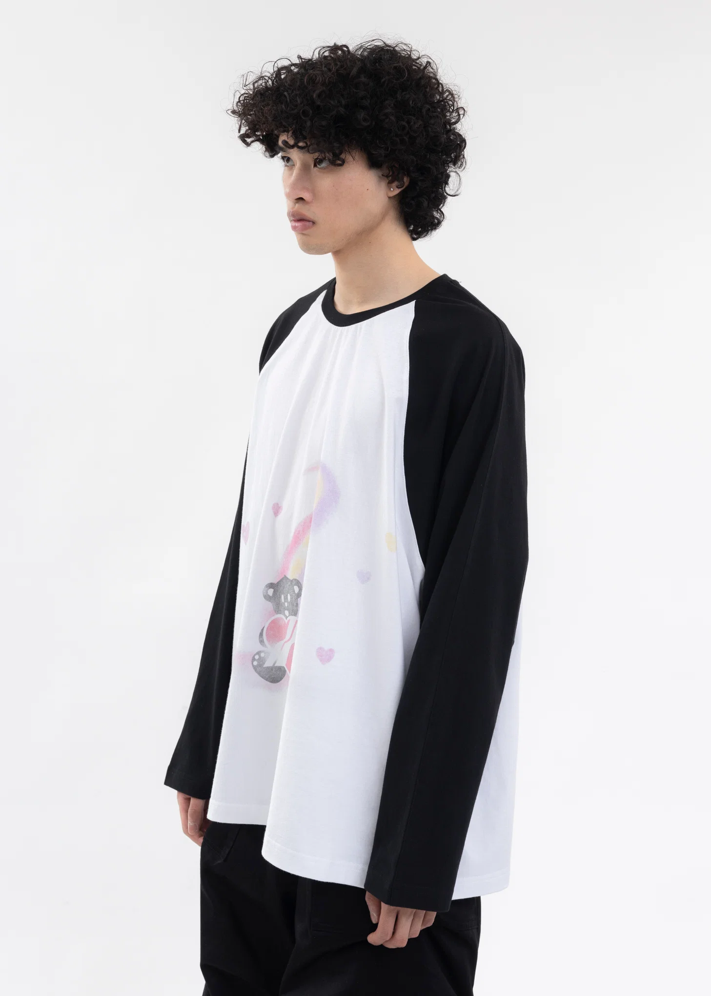 BLACK TEDDY BEAR PRINT LONG-SLEEVED T-SHIRT - Image 3