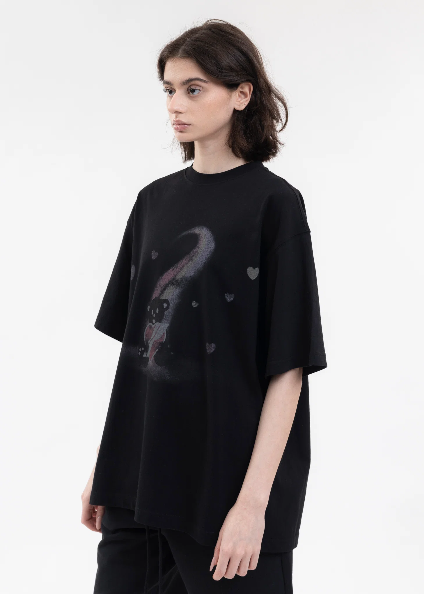 BLACK TEDDY BEAR PRINT T-SHIRT - Image 3