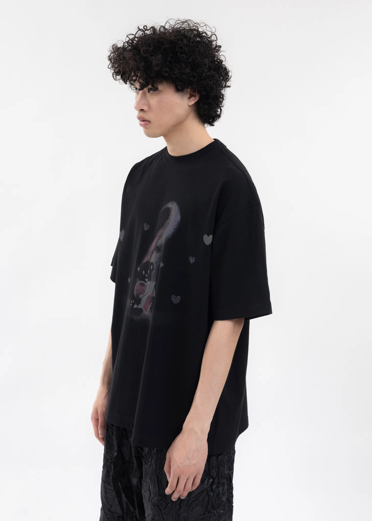 BLACK TEDDY BEAR PRINT T-SHIRT - Image 3