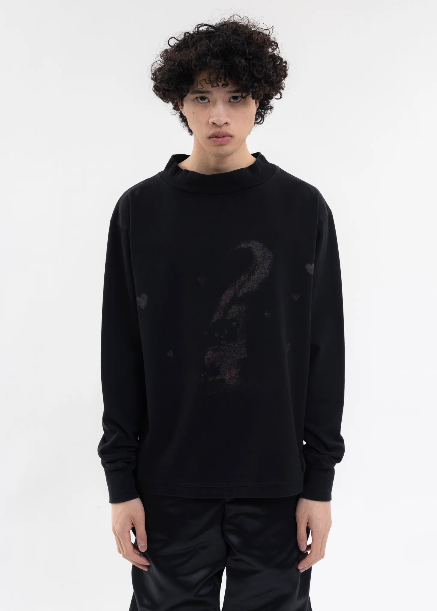 BLACK TEDDY BEAR PRINT WASHED T-SHIRT