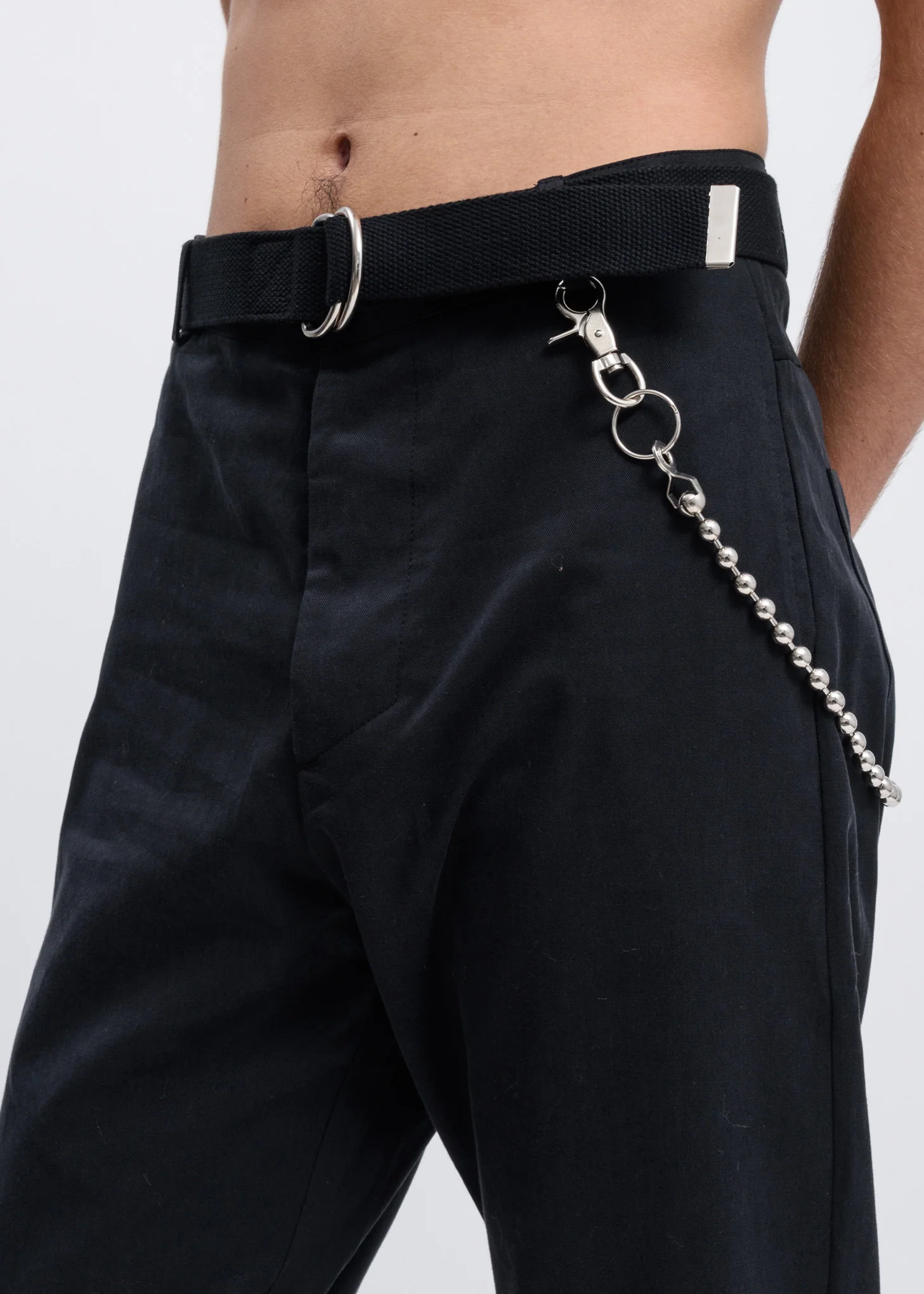 Black Tencel Linen Twill Pants w/ Chain - Image 3
