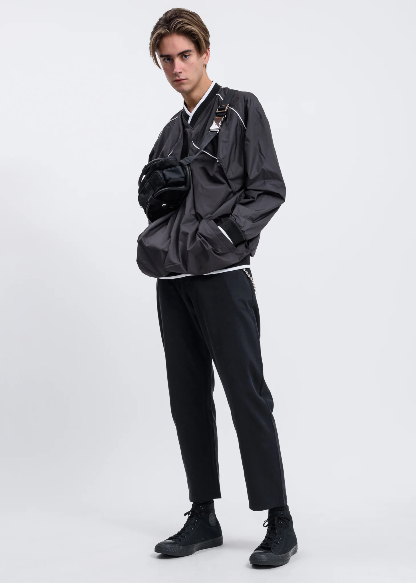 Black Tencel Linen Twill Pants w/ Chain - Image 5