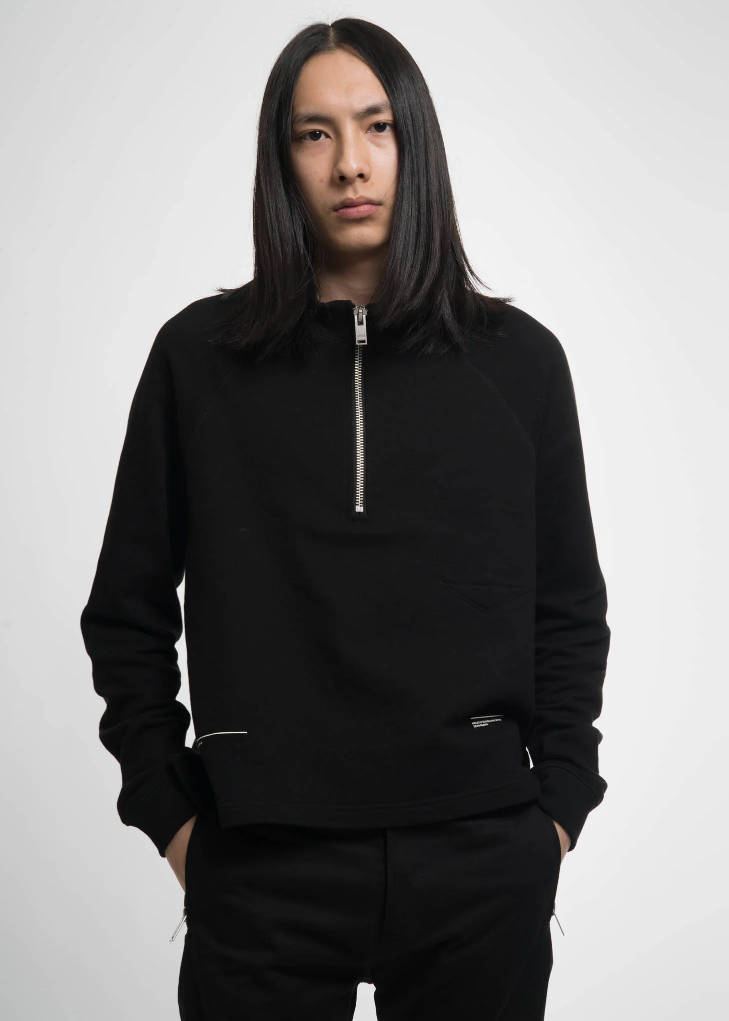 Black Terry Zip Turtle Neck