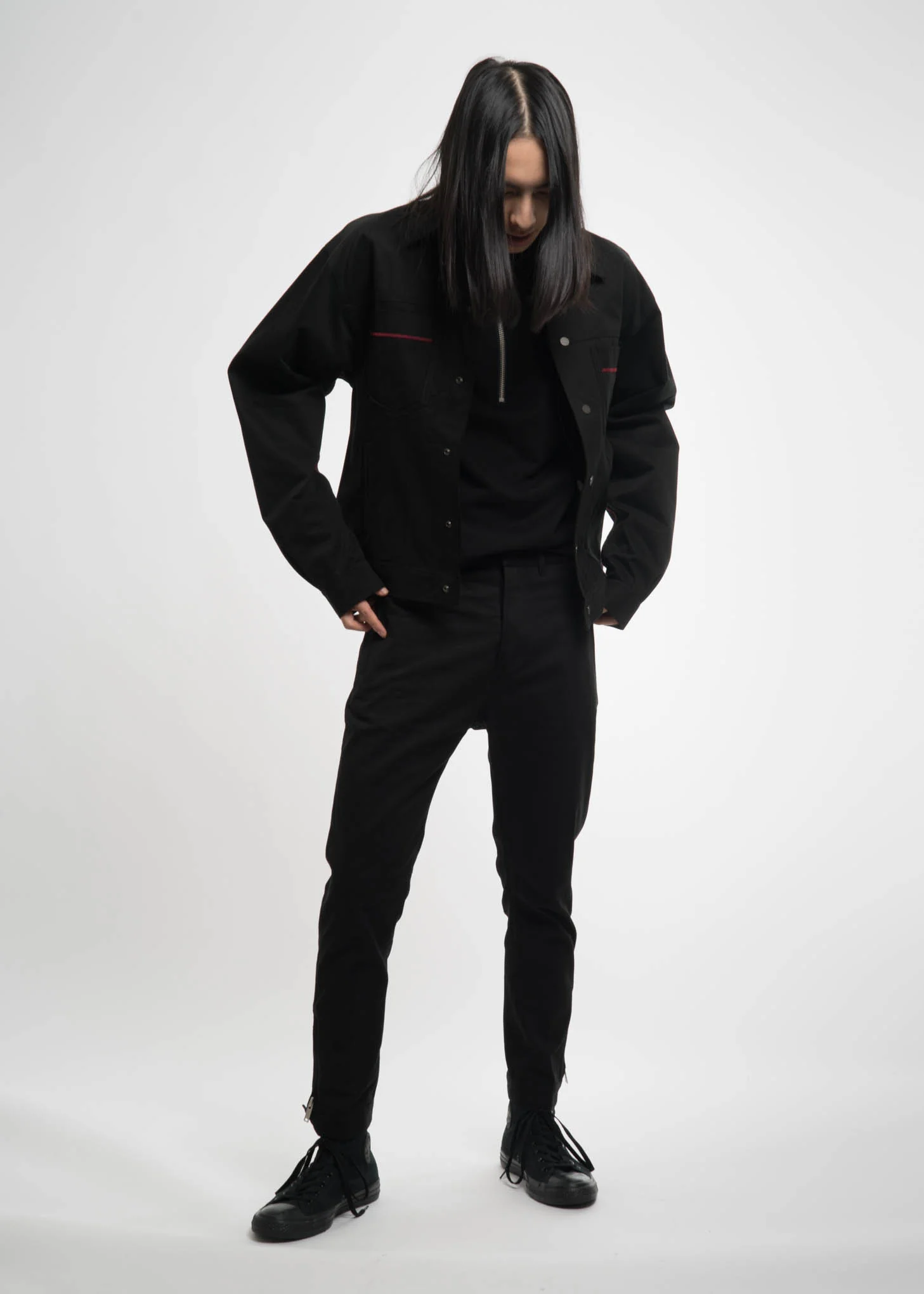 Black Terry Zip Turtle Neck - Image 8
