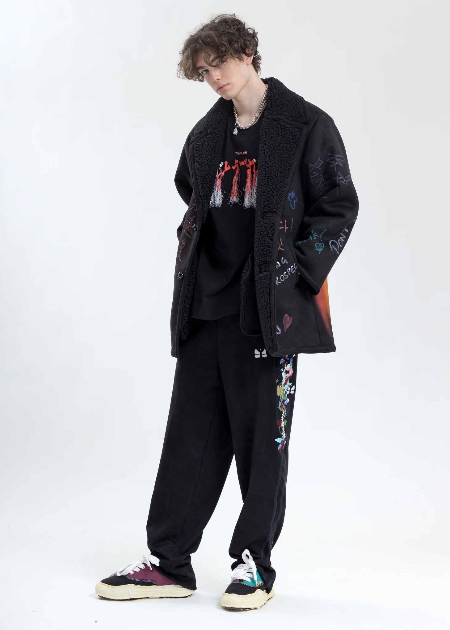 Black Thank You Fringe Embroidery T-Shirt - Image 5