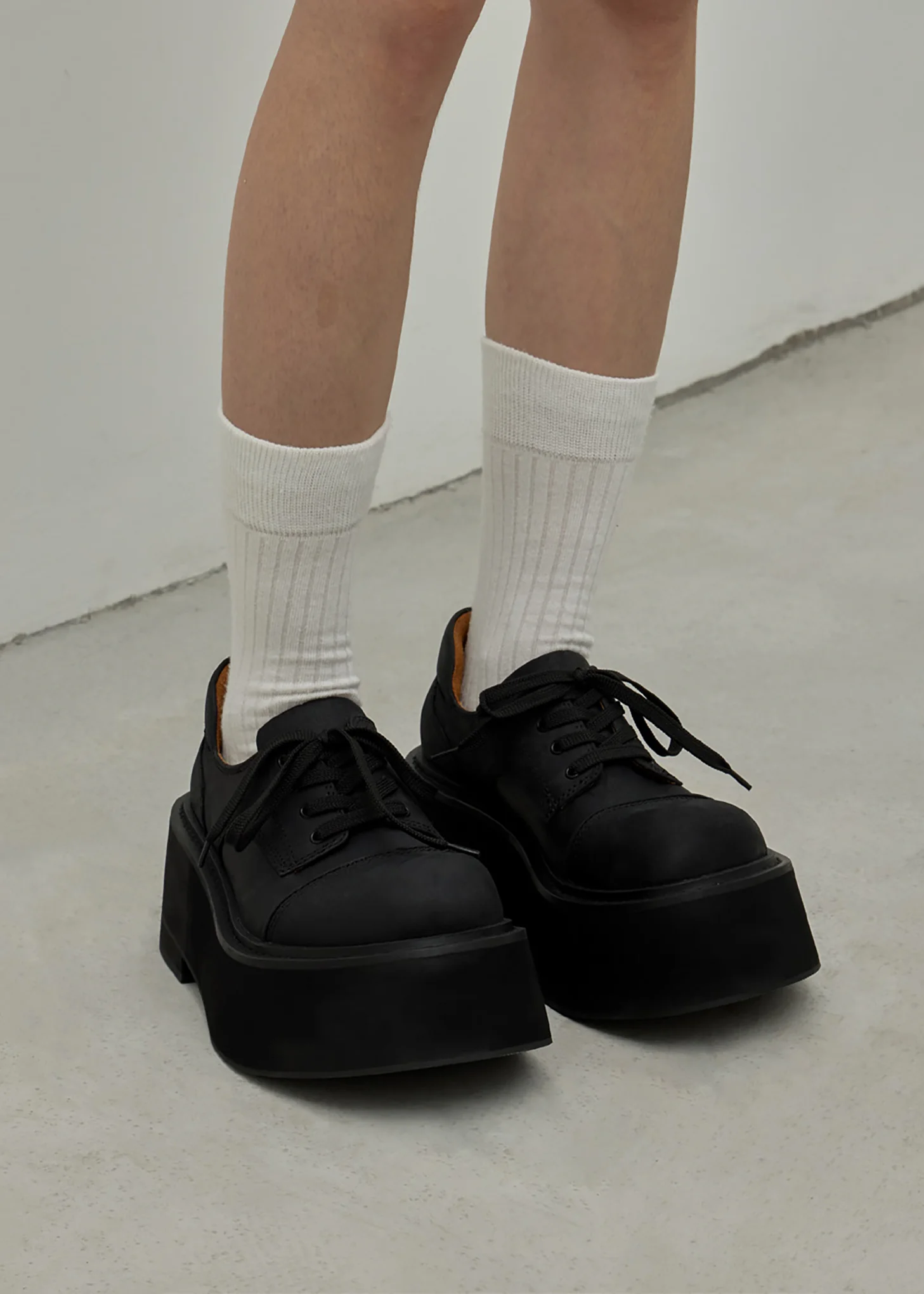 Black Thick Sole Derby Shoes