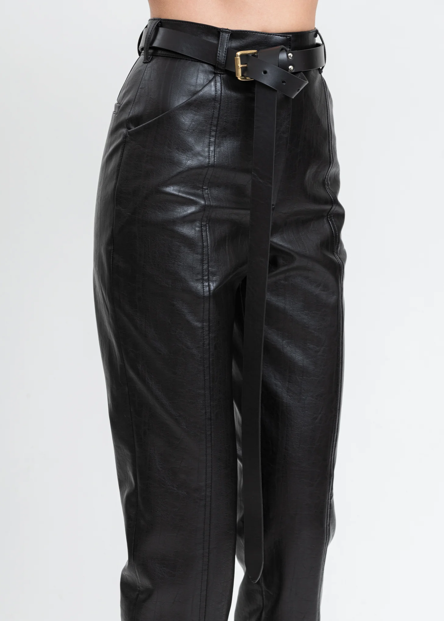 Black Thin Collage Belt - Image 4
