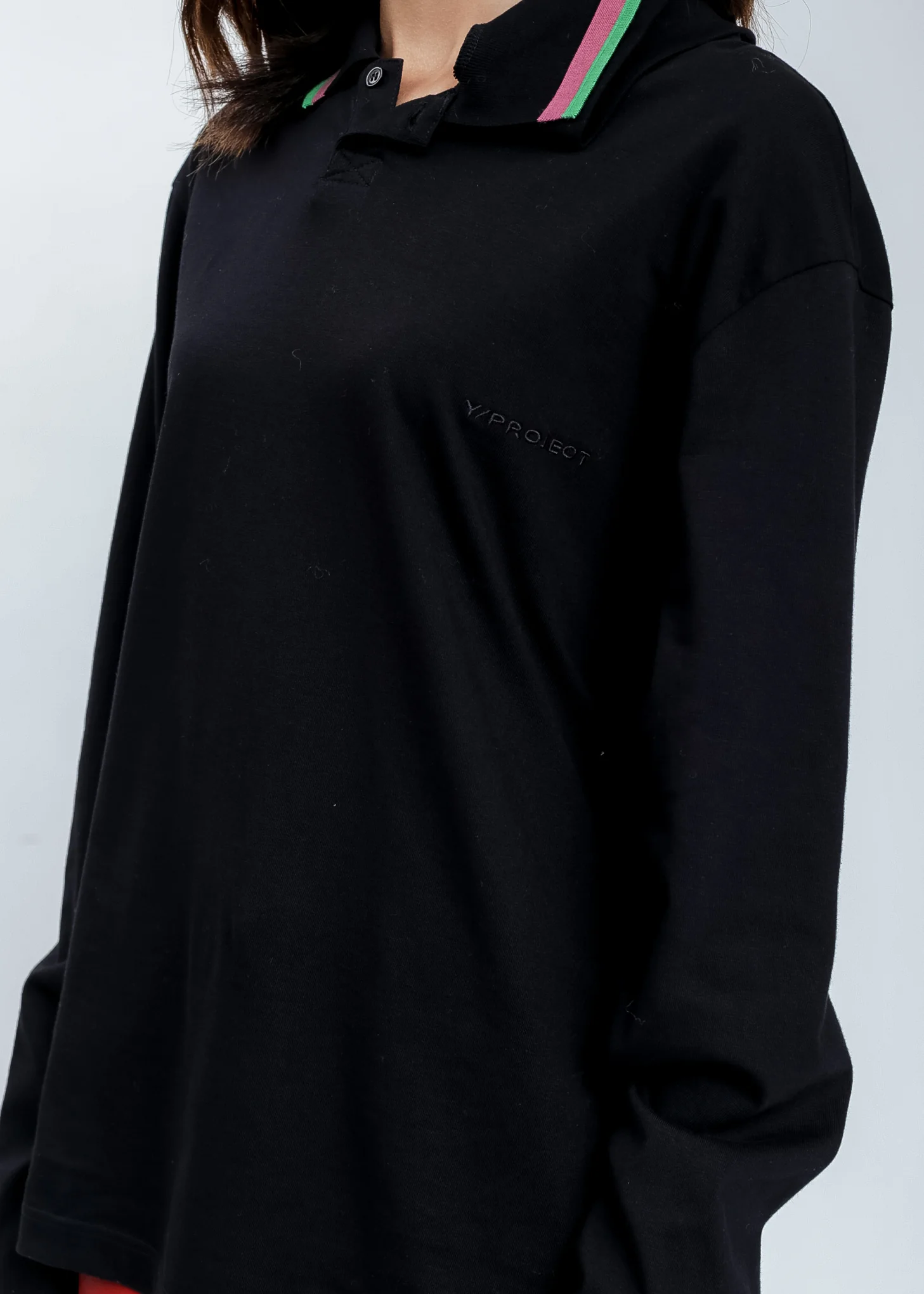 Black Three Neck Polo Long Sleeves - Image 5