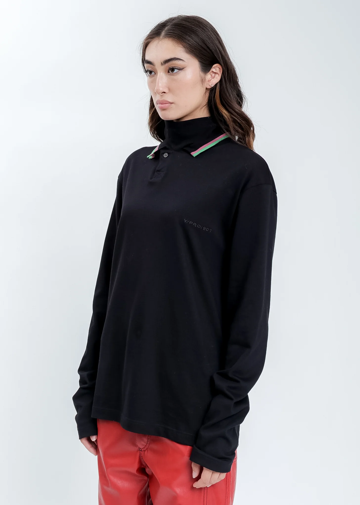 Black Three Neck Polo Long Sleeves - Image 6