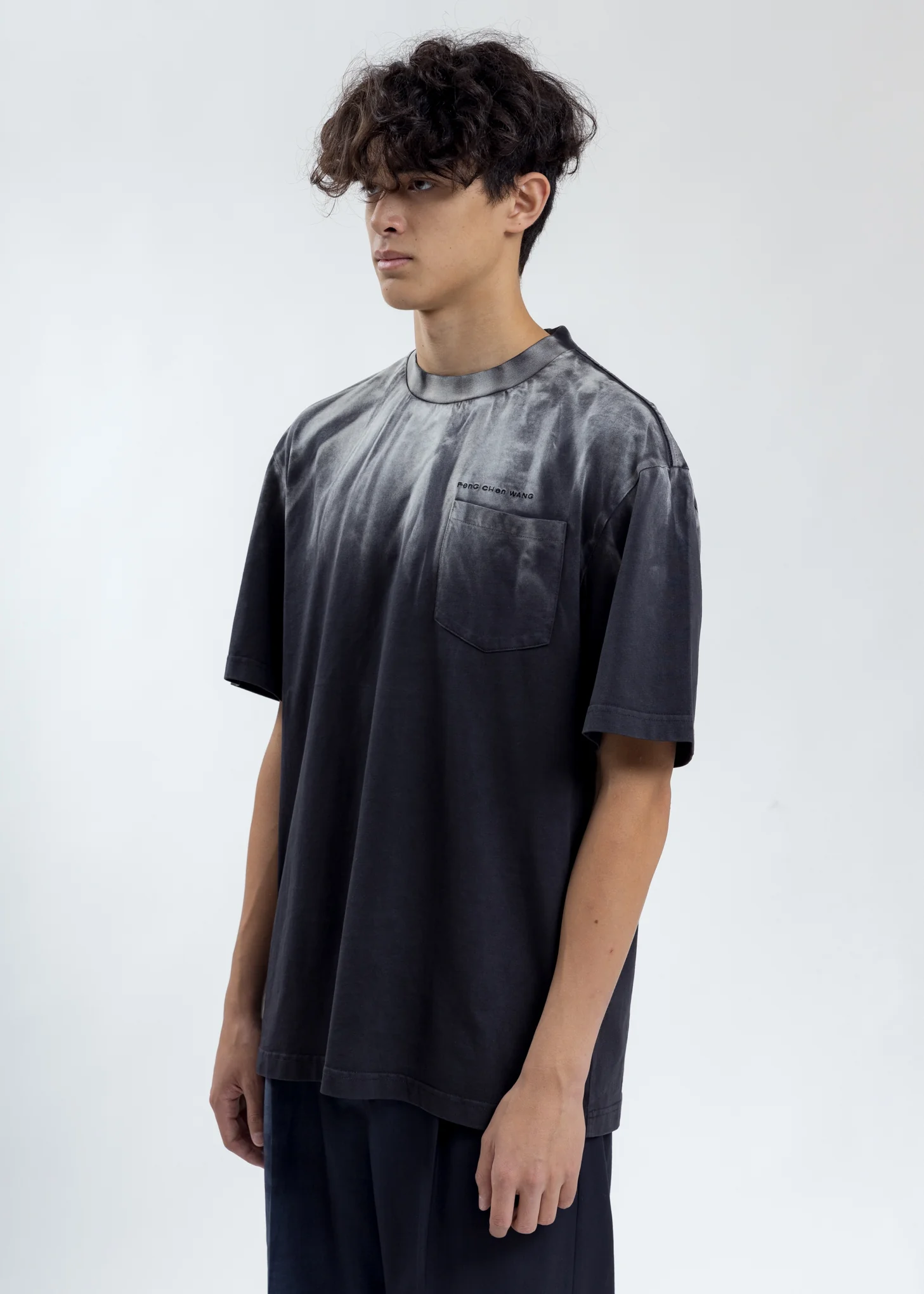 Black Tie Dye Contrast Stitch T-Shirt