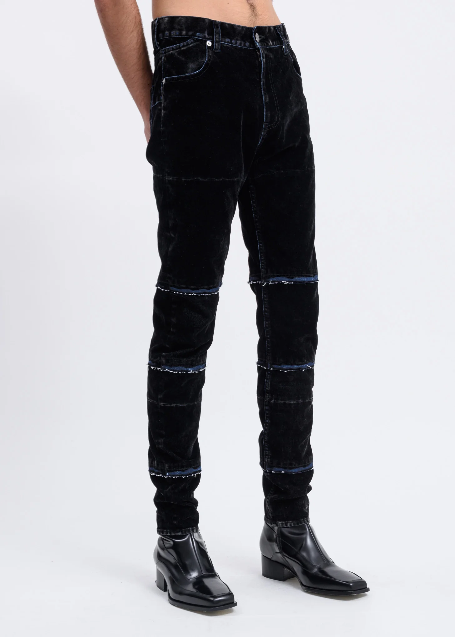 Black Tiered Flock-print Denim Skinny Jeans