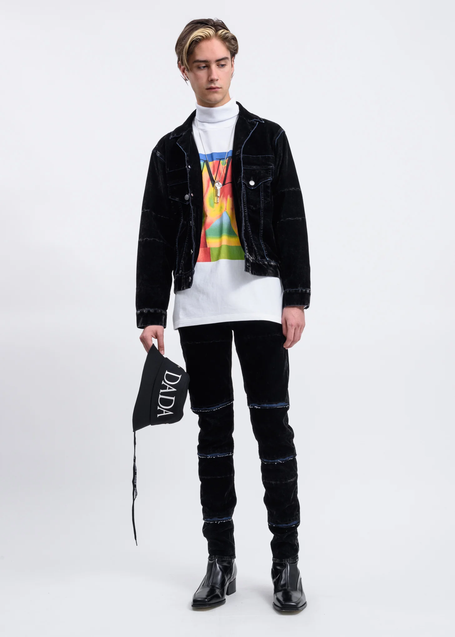 Black Tiered Flock-print Denim Skinny Jeans - Image 5