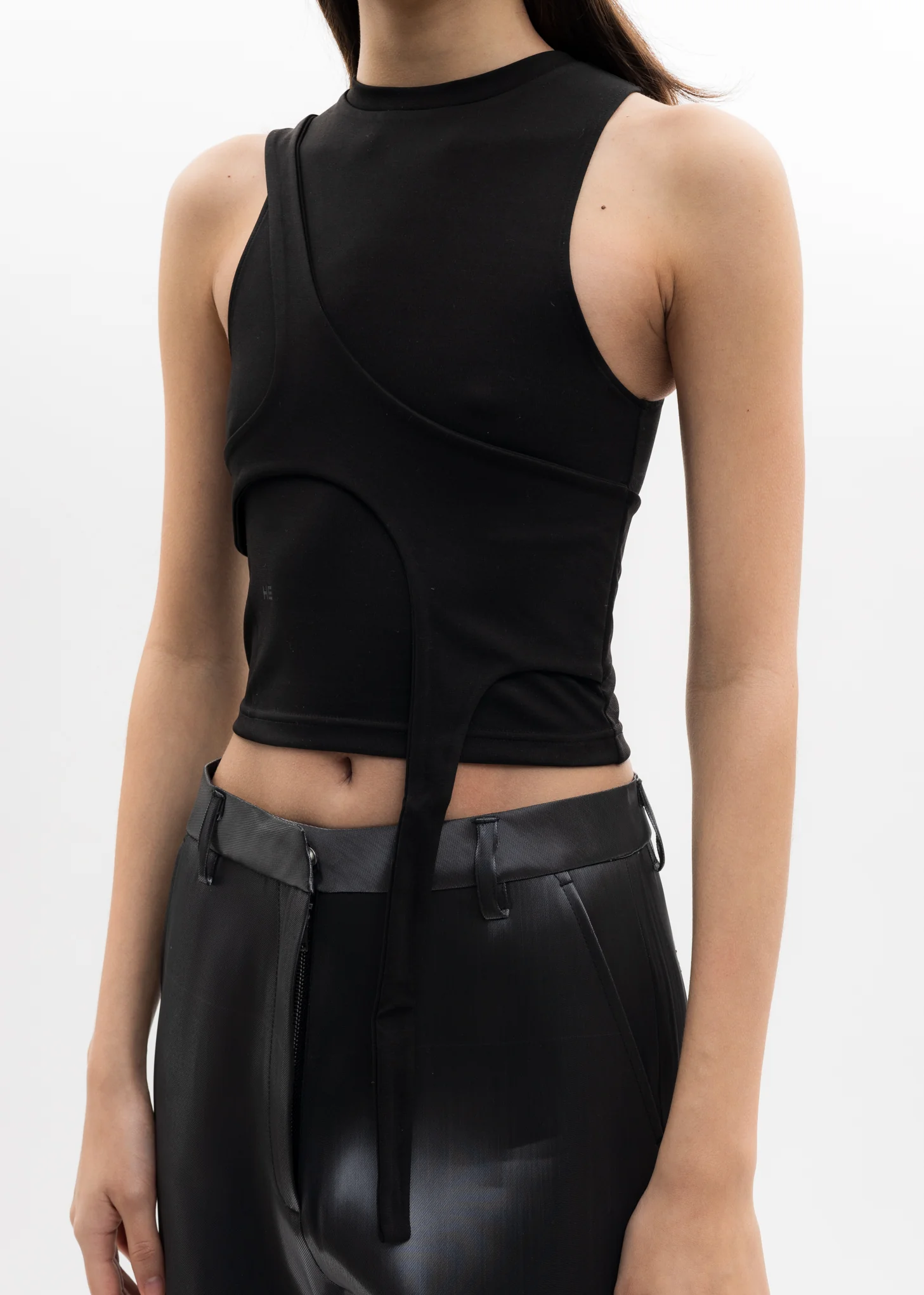 Black Tight High Neck Tank Top - Image 2