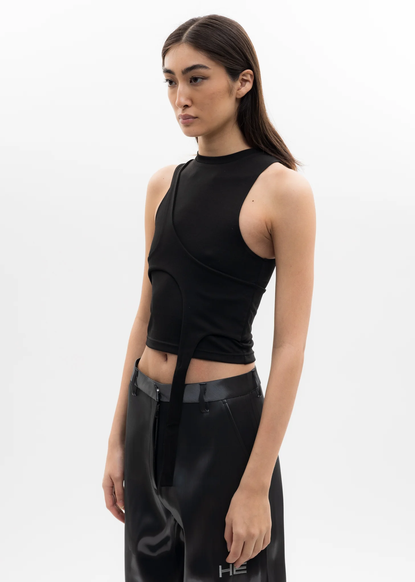 Black Tight High Neck Tank Top - Image 3