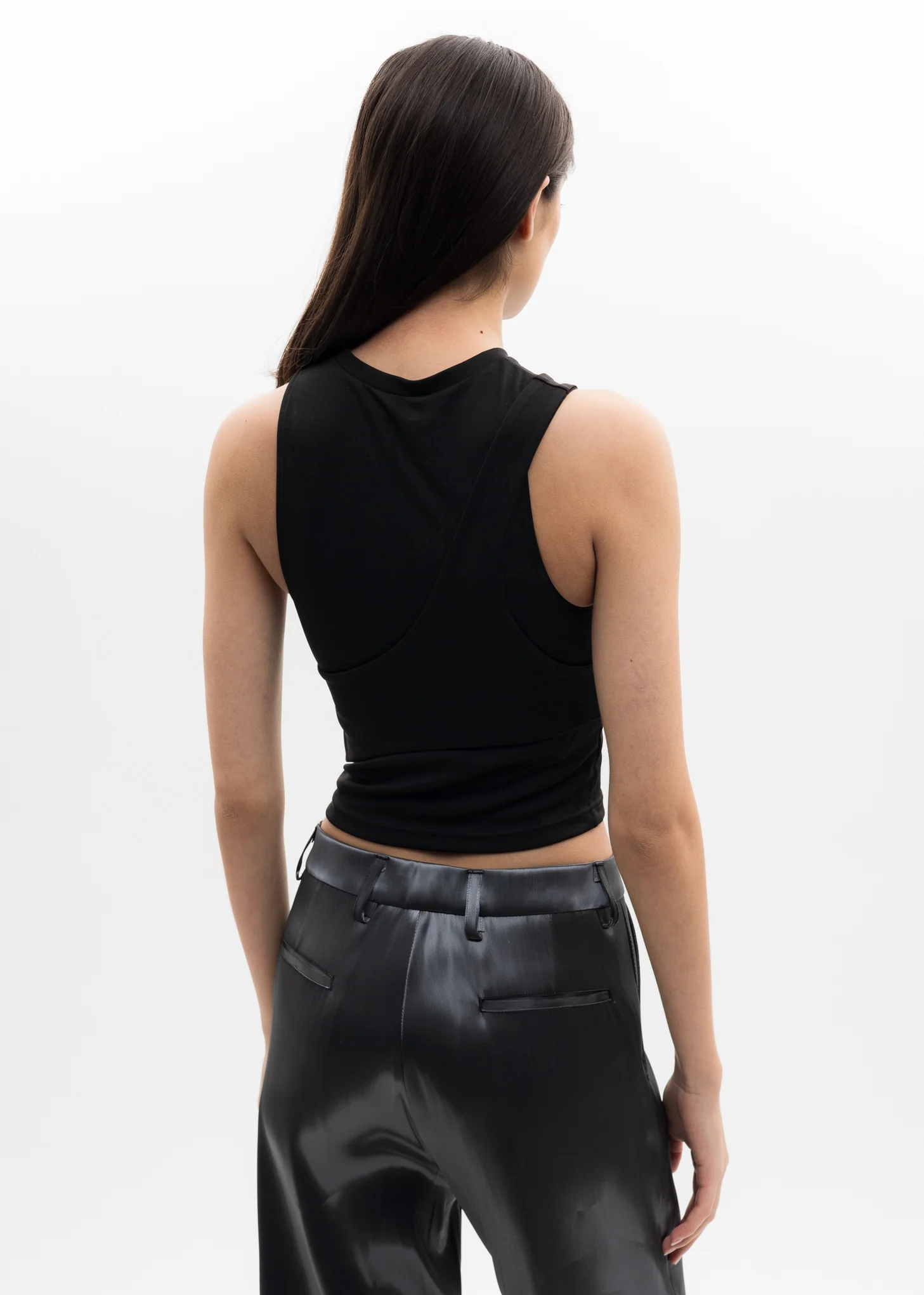 Black Tight High Neck Tank Top - Image 4