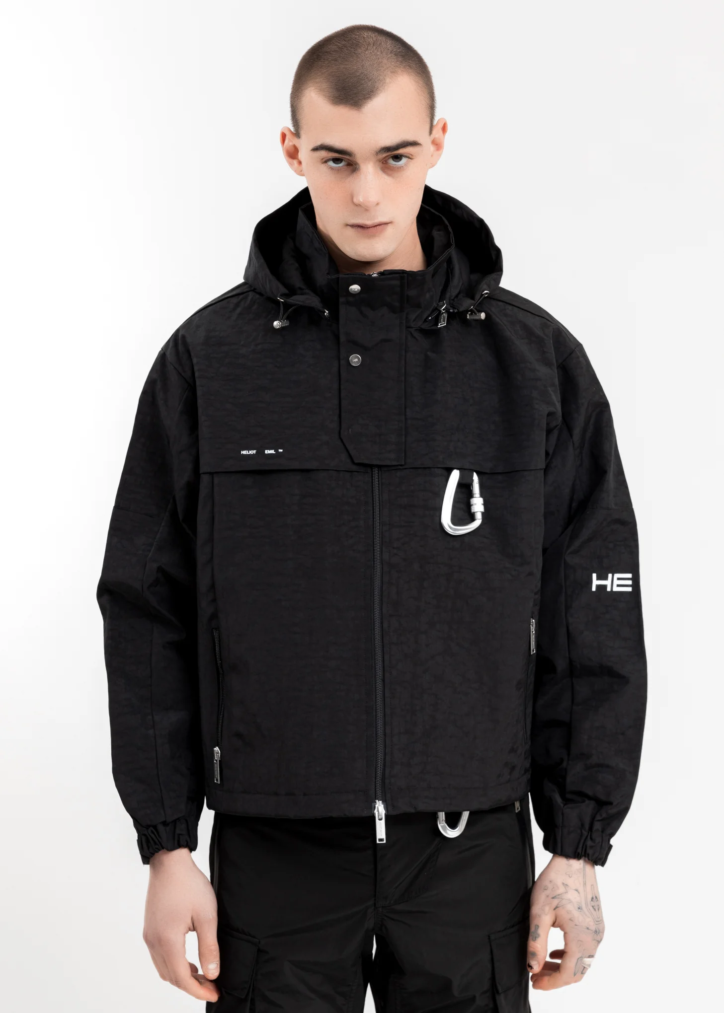 Black Track Jacket w Removable Hood