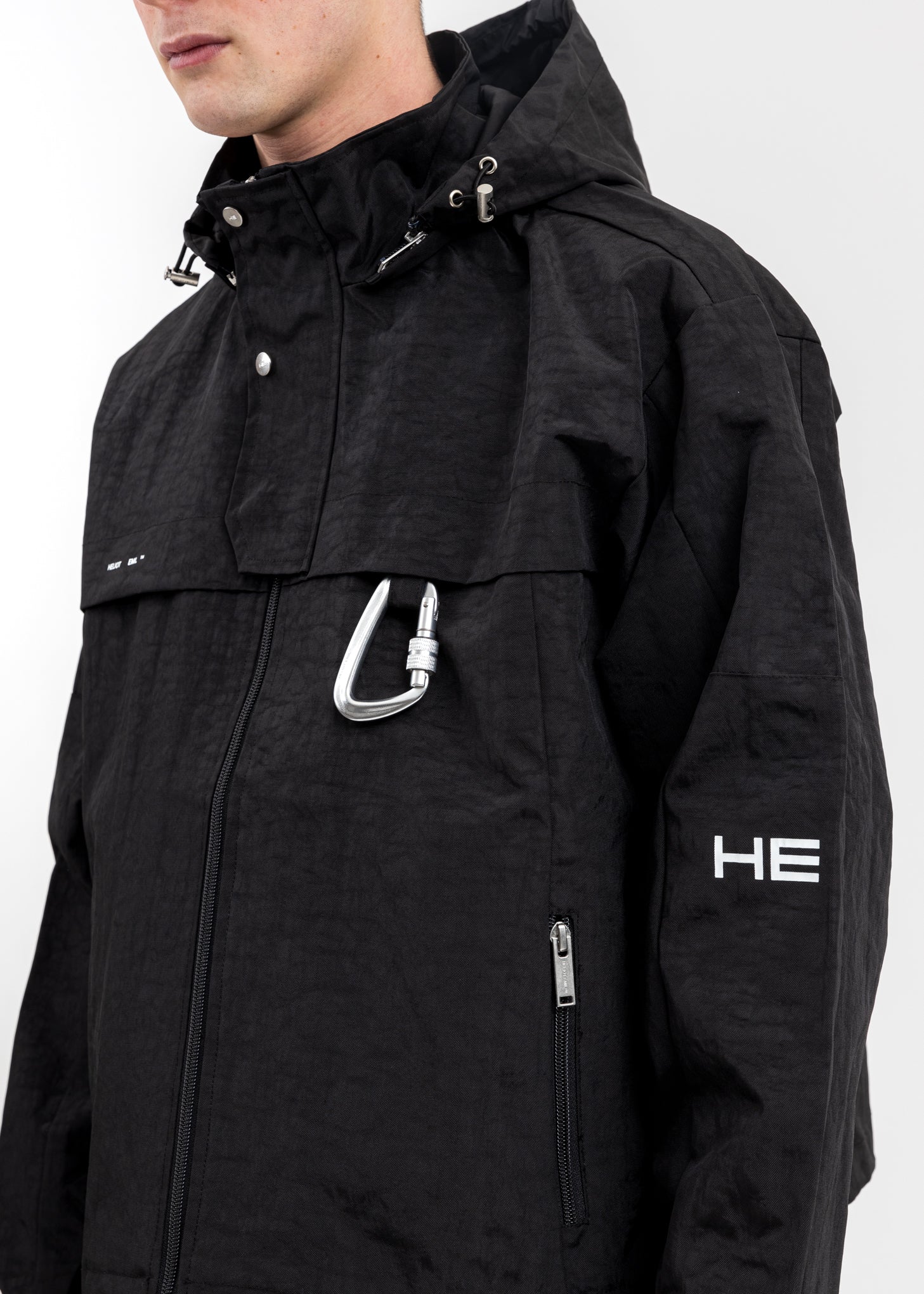 Black Track Jacket w Removable Hood - Image 3
