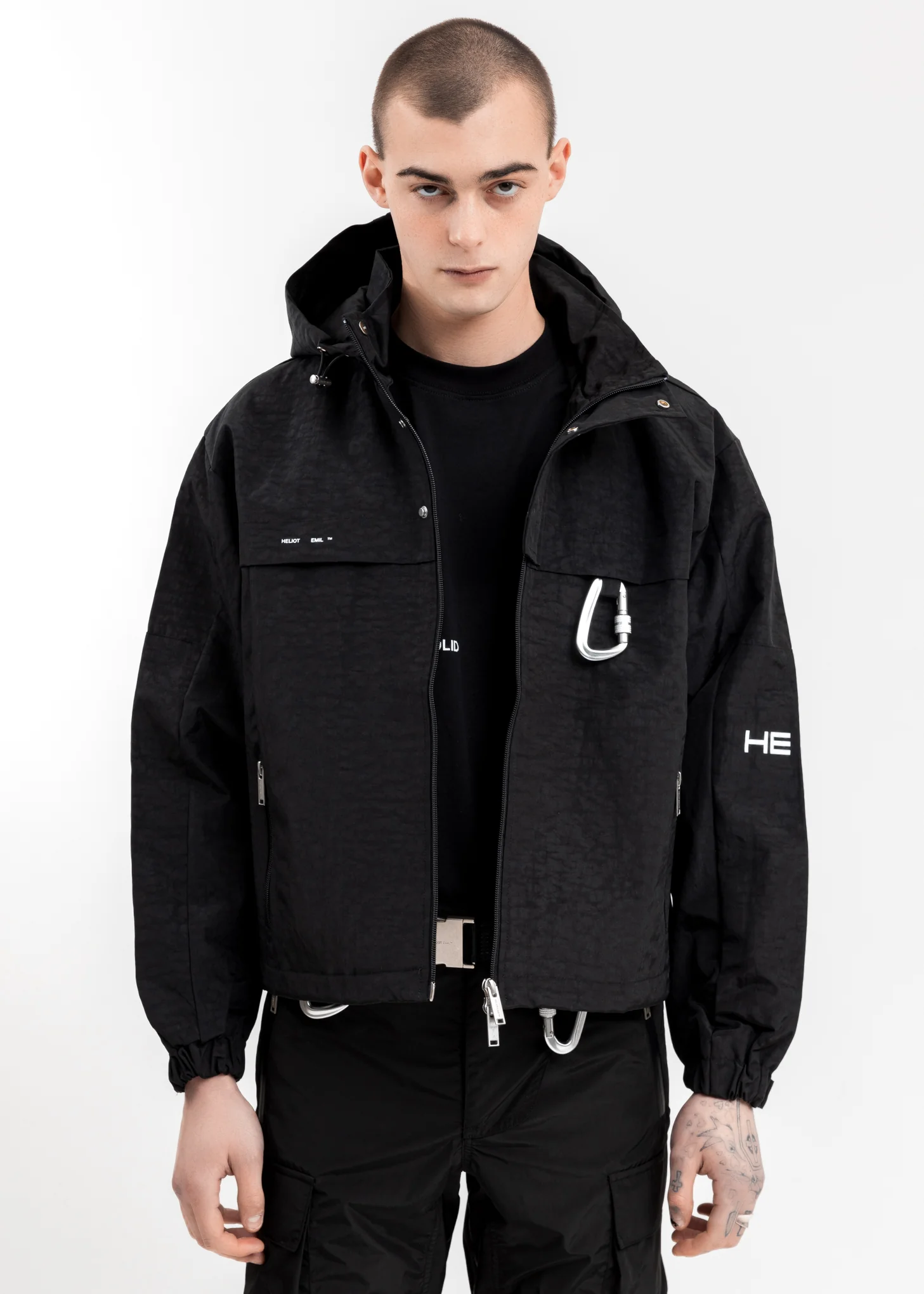 Black Track Jacket w Removable Hood - Image 5