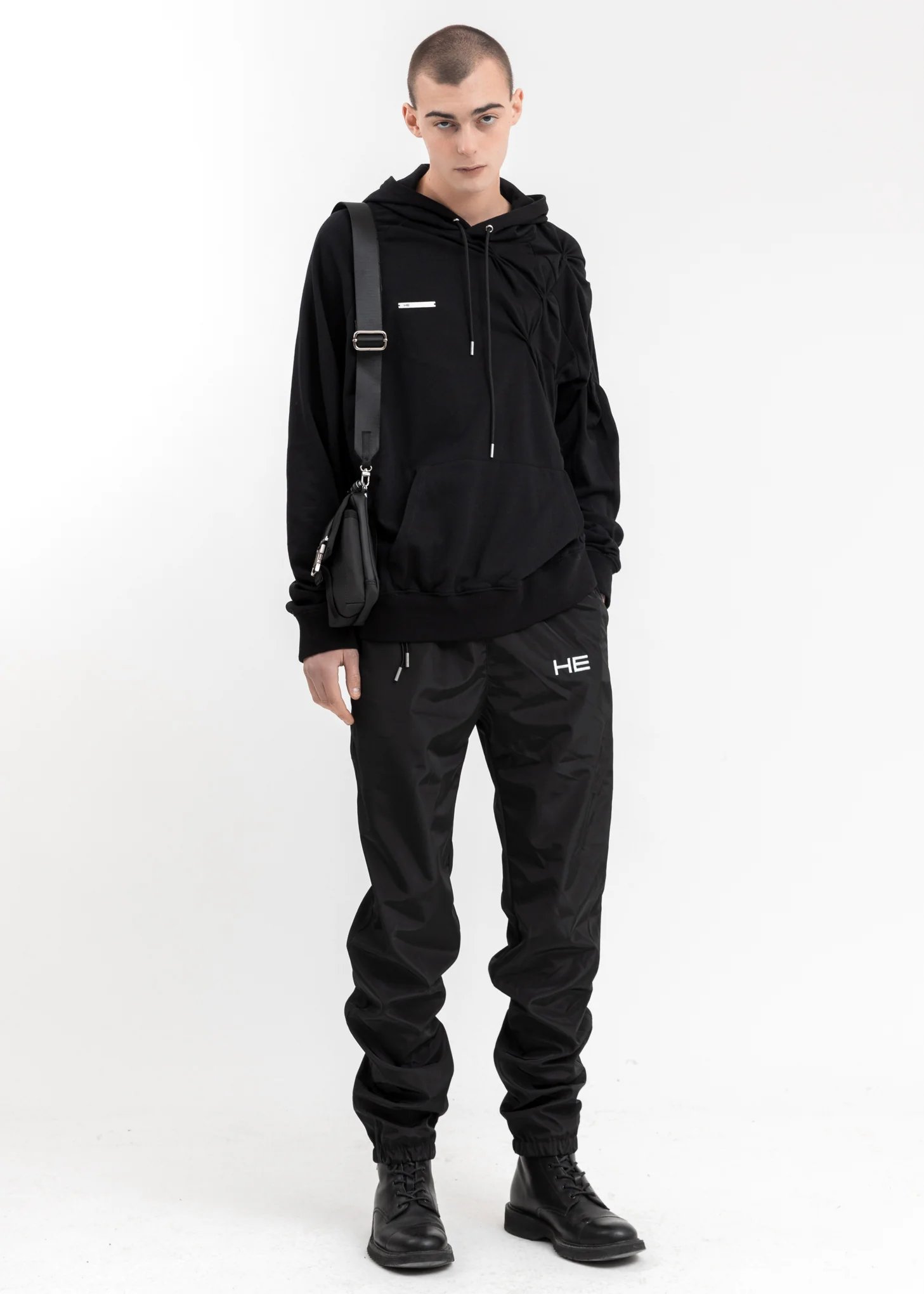 Black Track Pants w HE Logo - Image 5