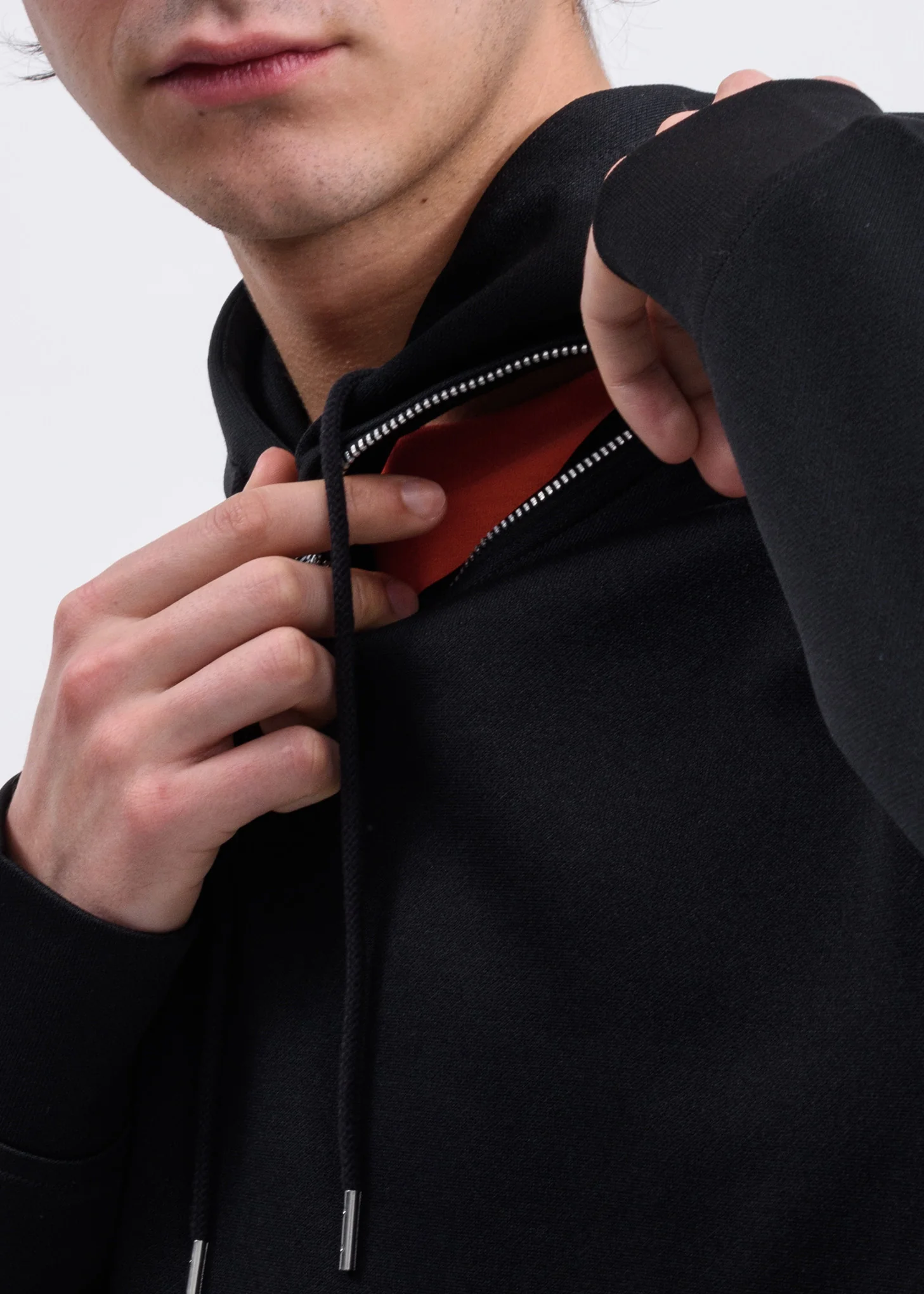 Black Track Zip Away Hoodie - Image 6