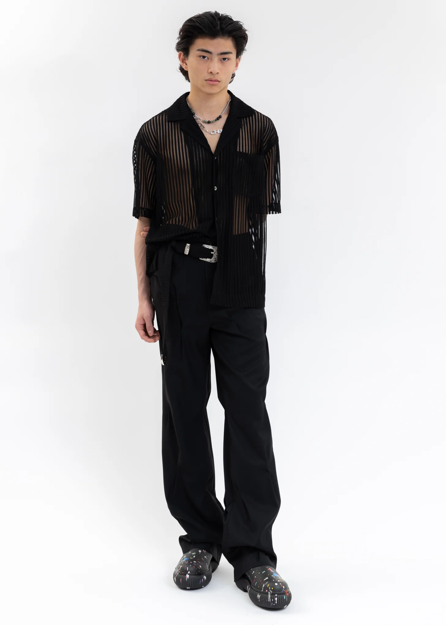 BLACK TRANSPARENT STRIPE SHIRT - Image 5