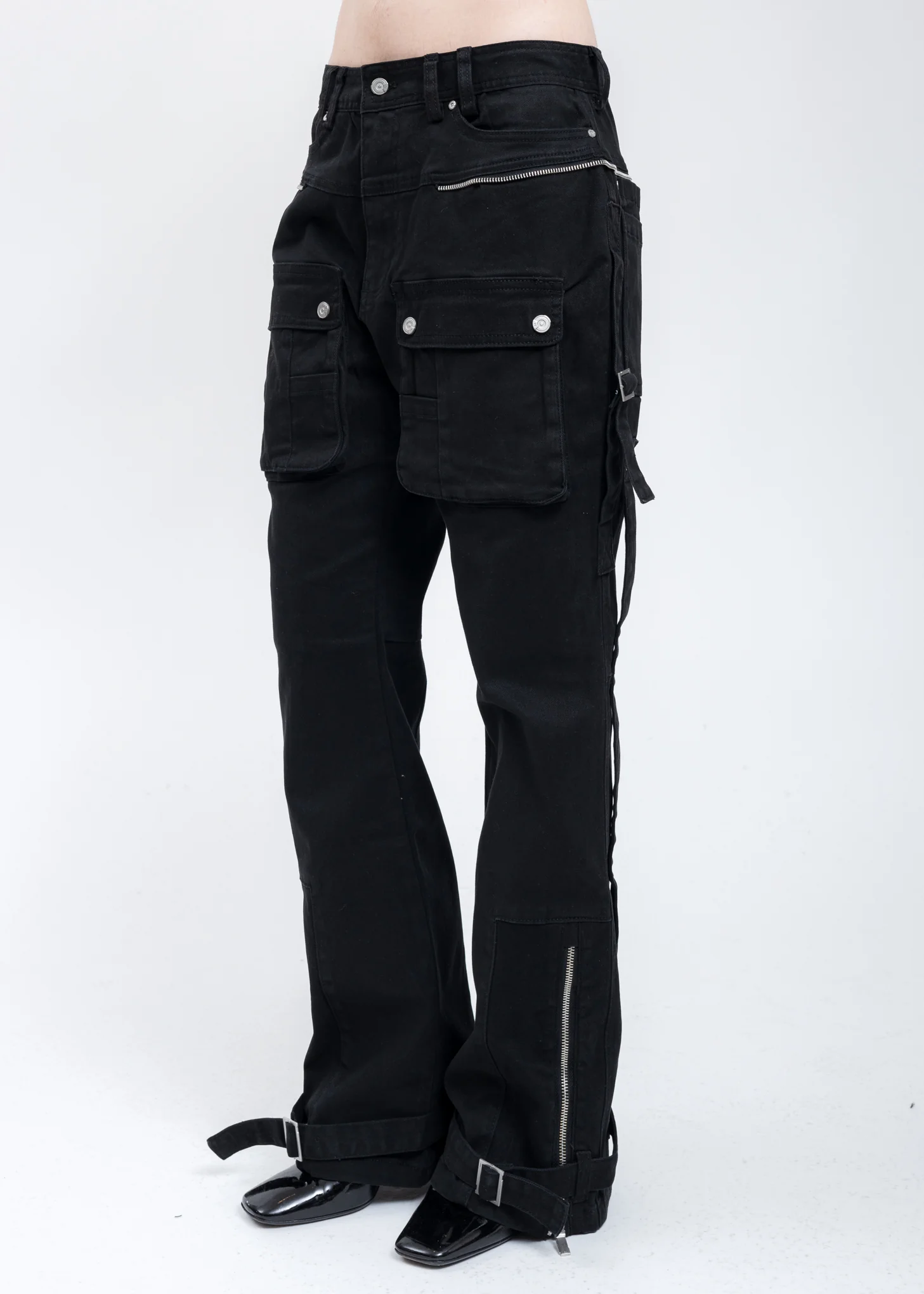Black Tulwar Cut Military Work Pants - Image 3