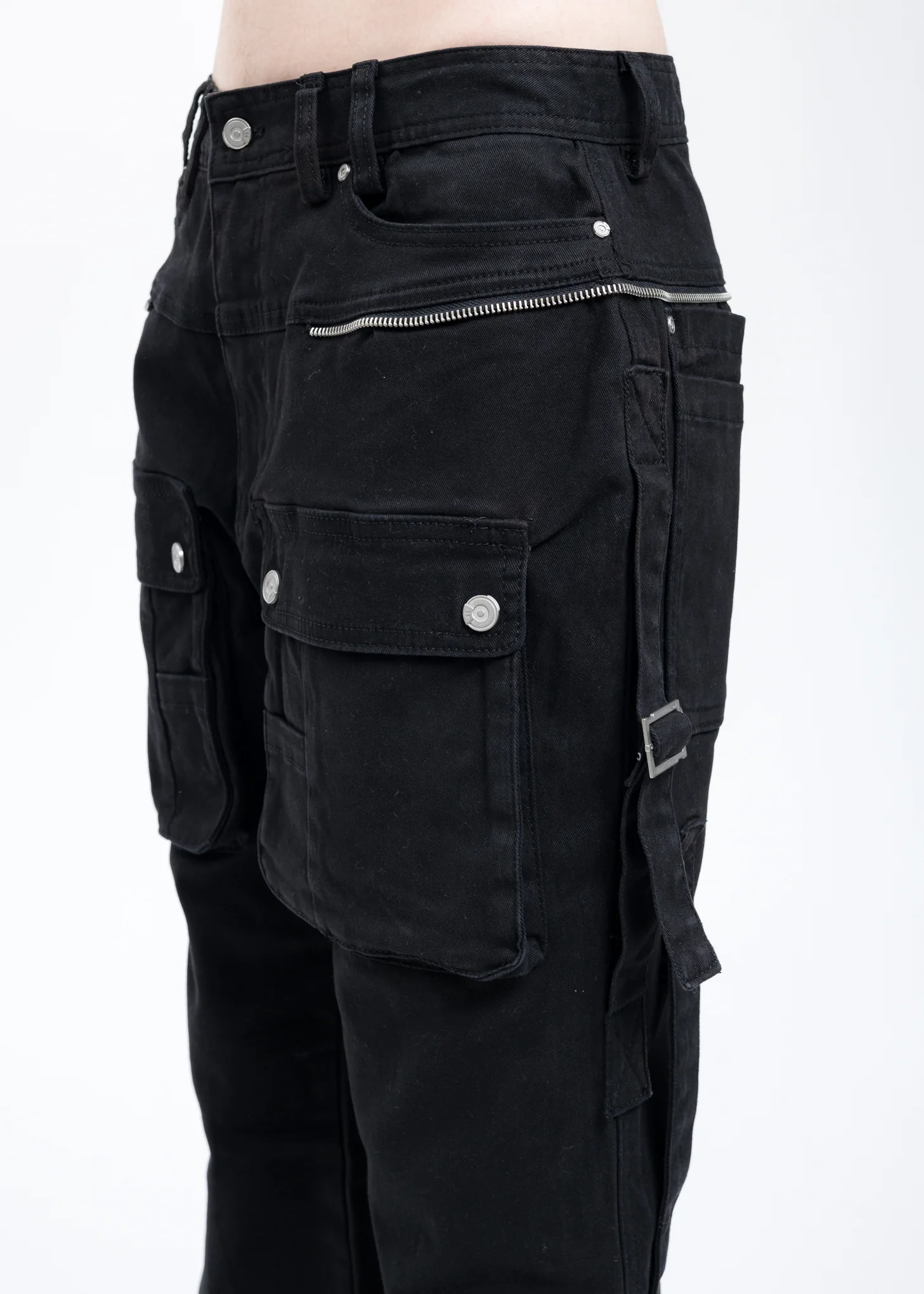 Black Tulwar Cut Military Work Pants - Image 5