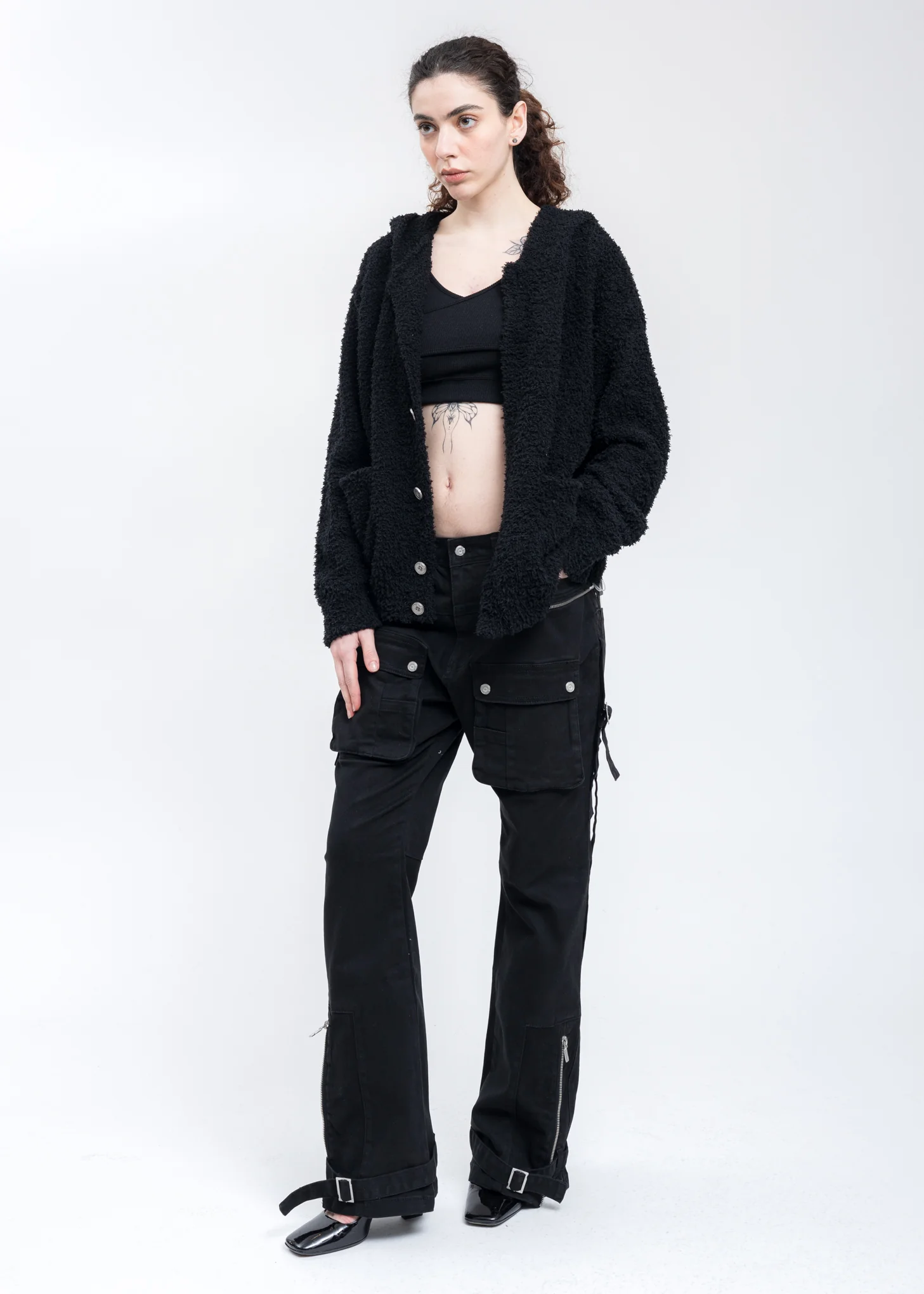 Black Tulwar Cut Military Work Pants - Image 7