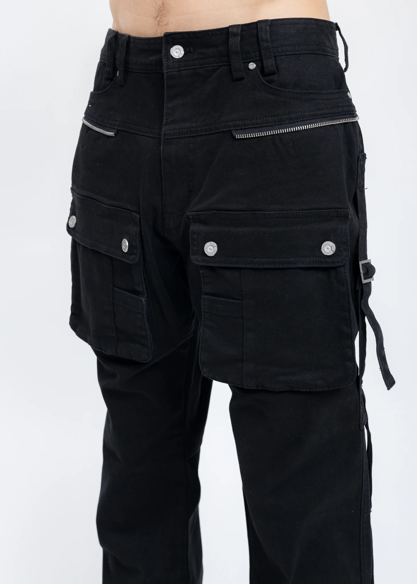 Black Tulwar Cut Military Work Pants - Image 4