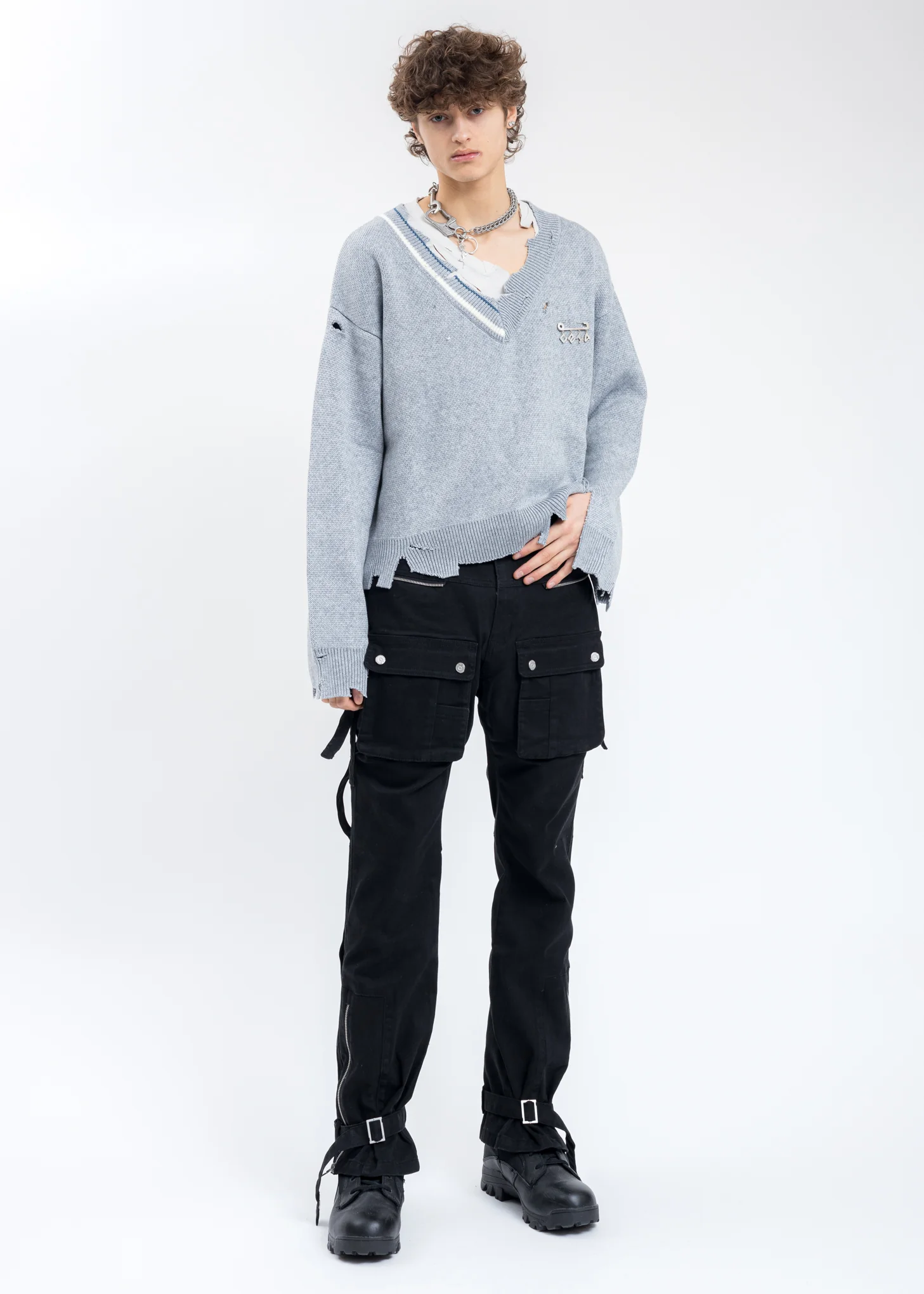 Black Tulwar Cut Military Work Pants - Image 8