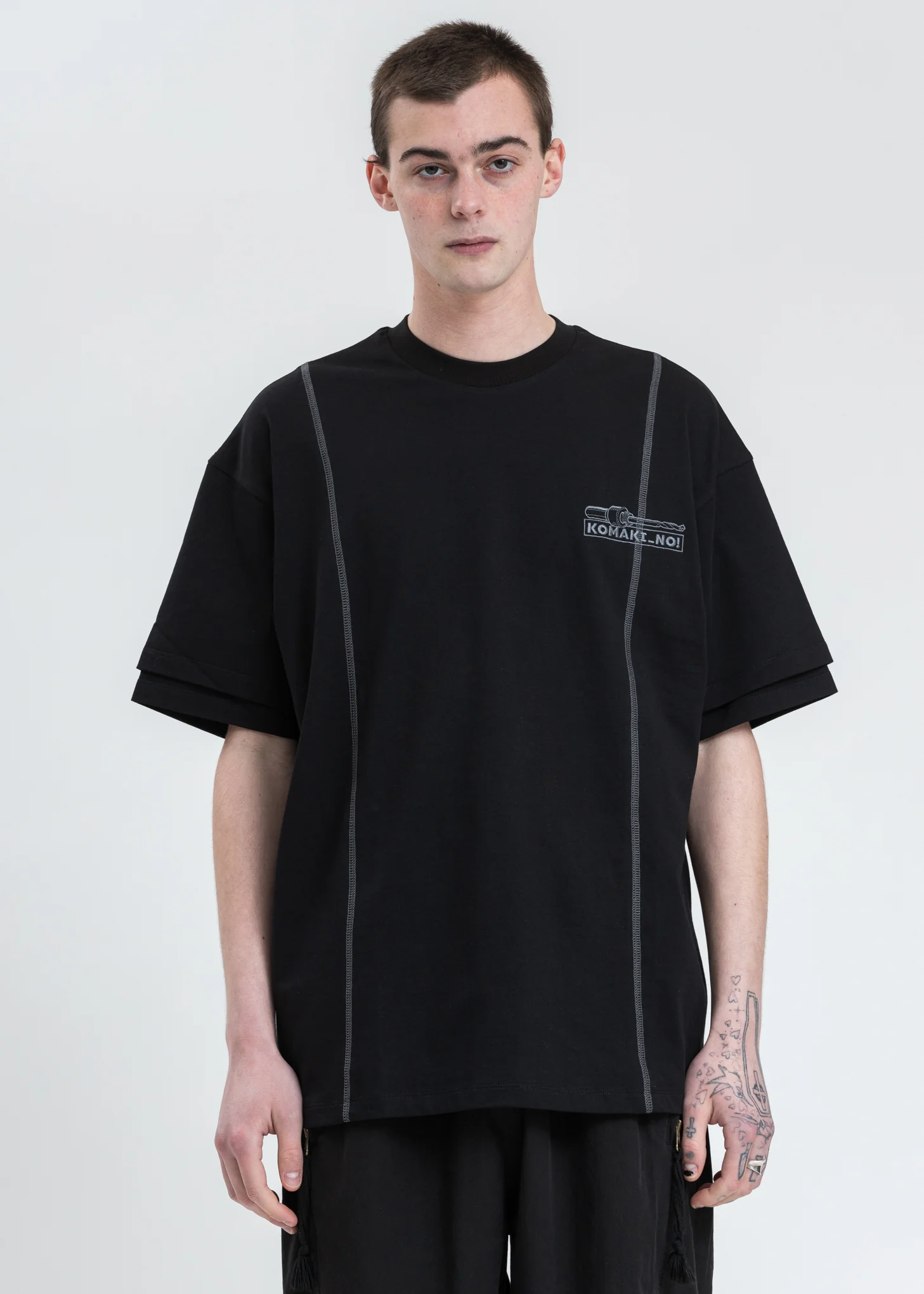 Black Twist Drill Sliced T-shirt