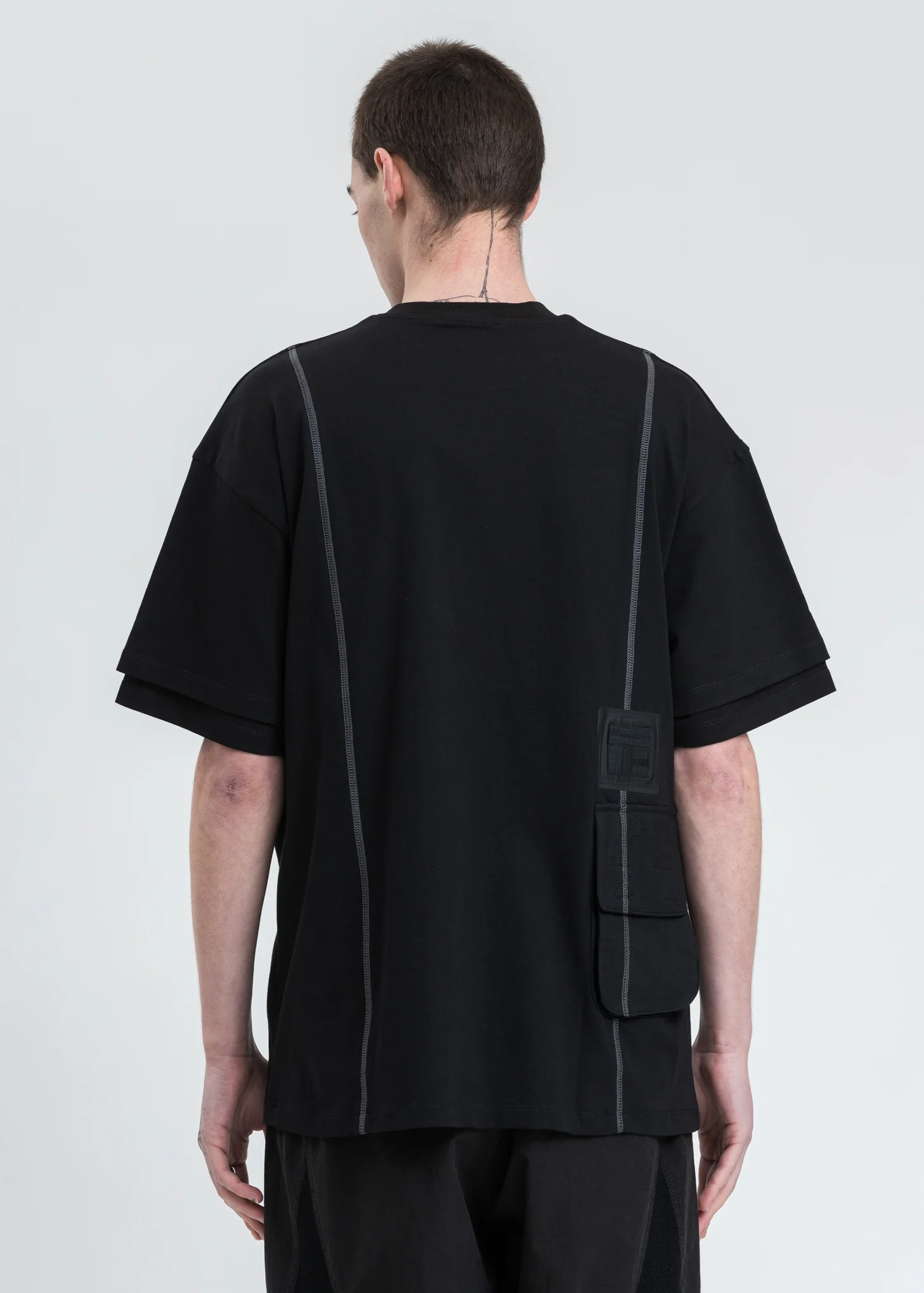 Black Twist Drill Sliced T-shirt - Image 2