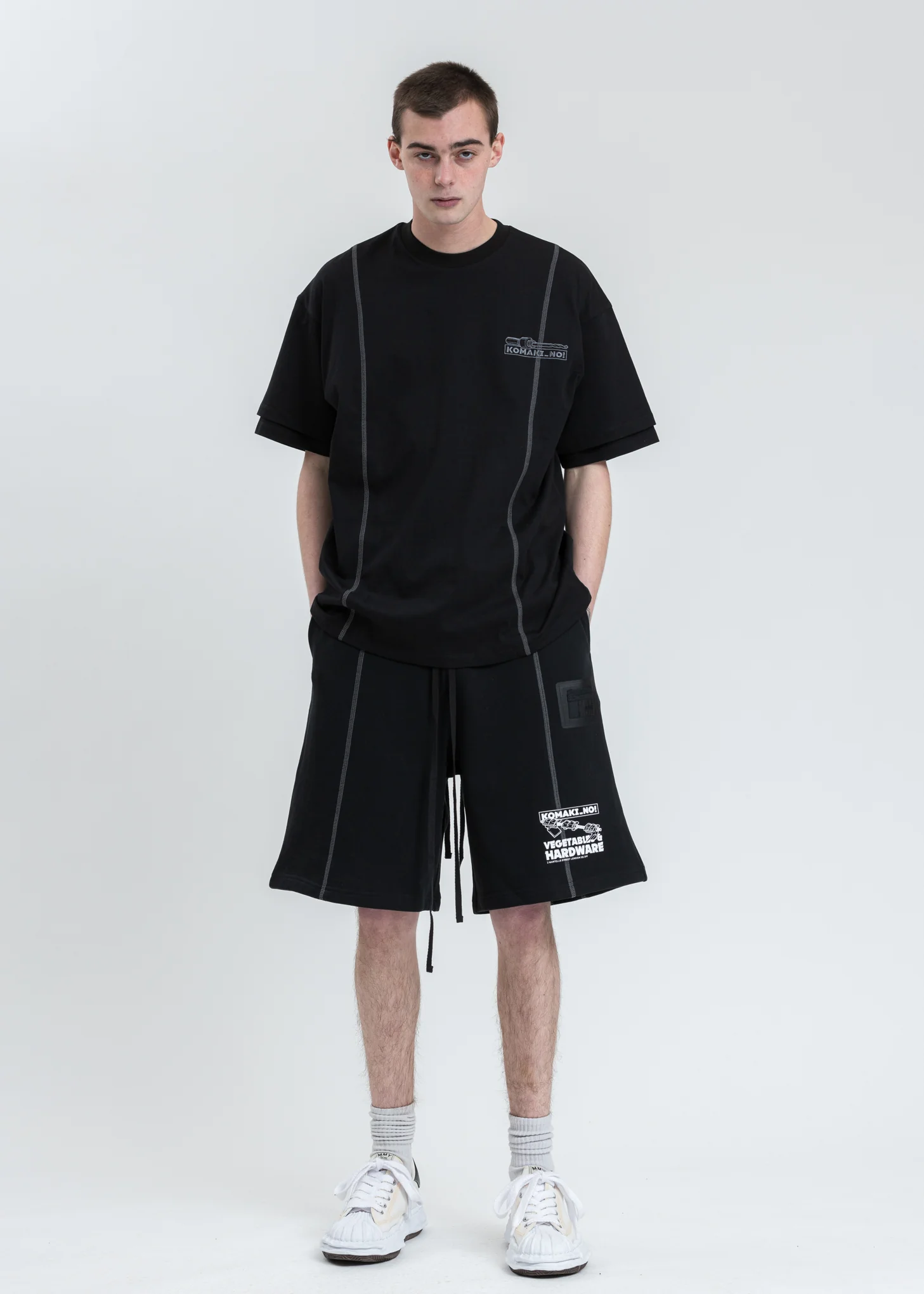 Black Twist Drill Sliced T-shirt - Image 6