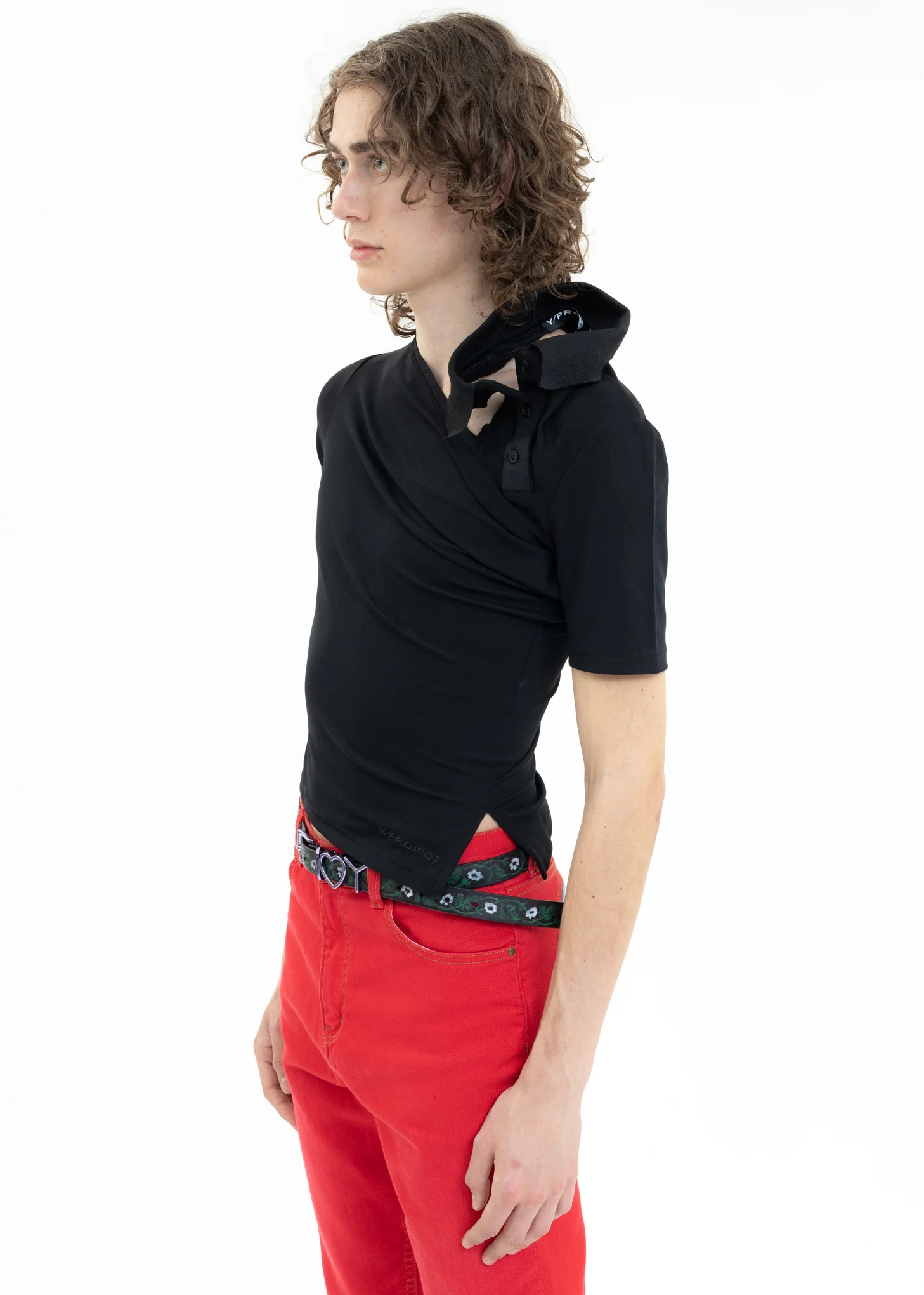 Black TWISTED DOUBLE COLLAR Polo - Image 3