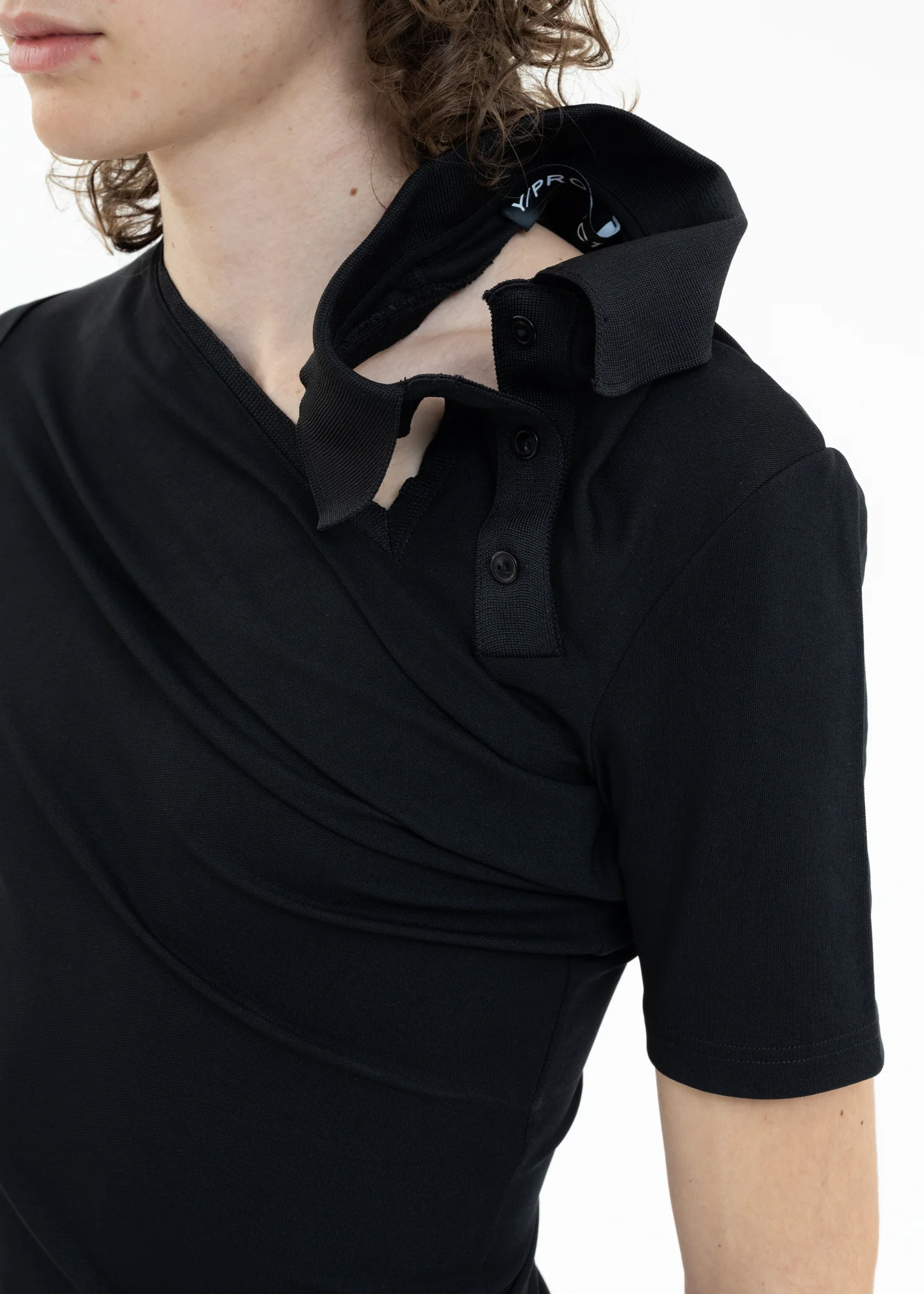 Black TWISTED DOUBLE COLLAR Polo - Image 5