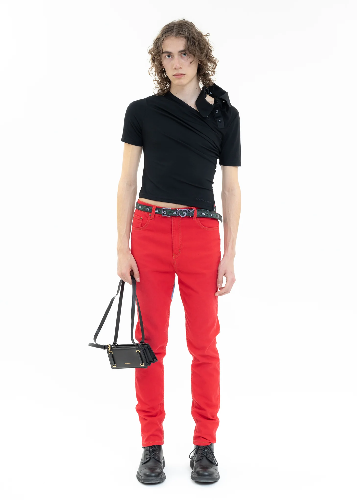 Black TWISTED DOUBLE COLLAR Polo - Image 6