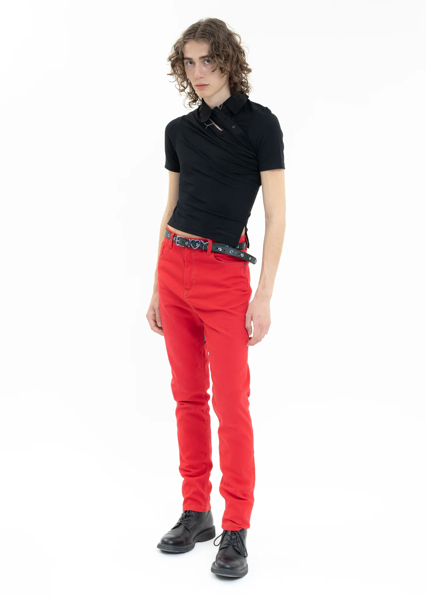 Black TWISTED DOUBLE COLLAR Polo - Image 8