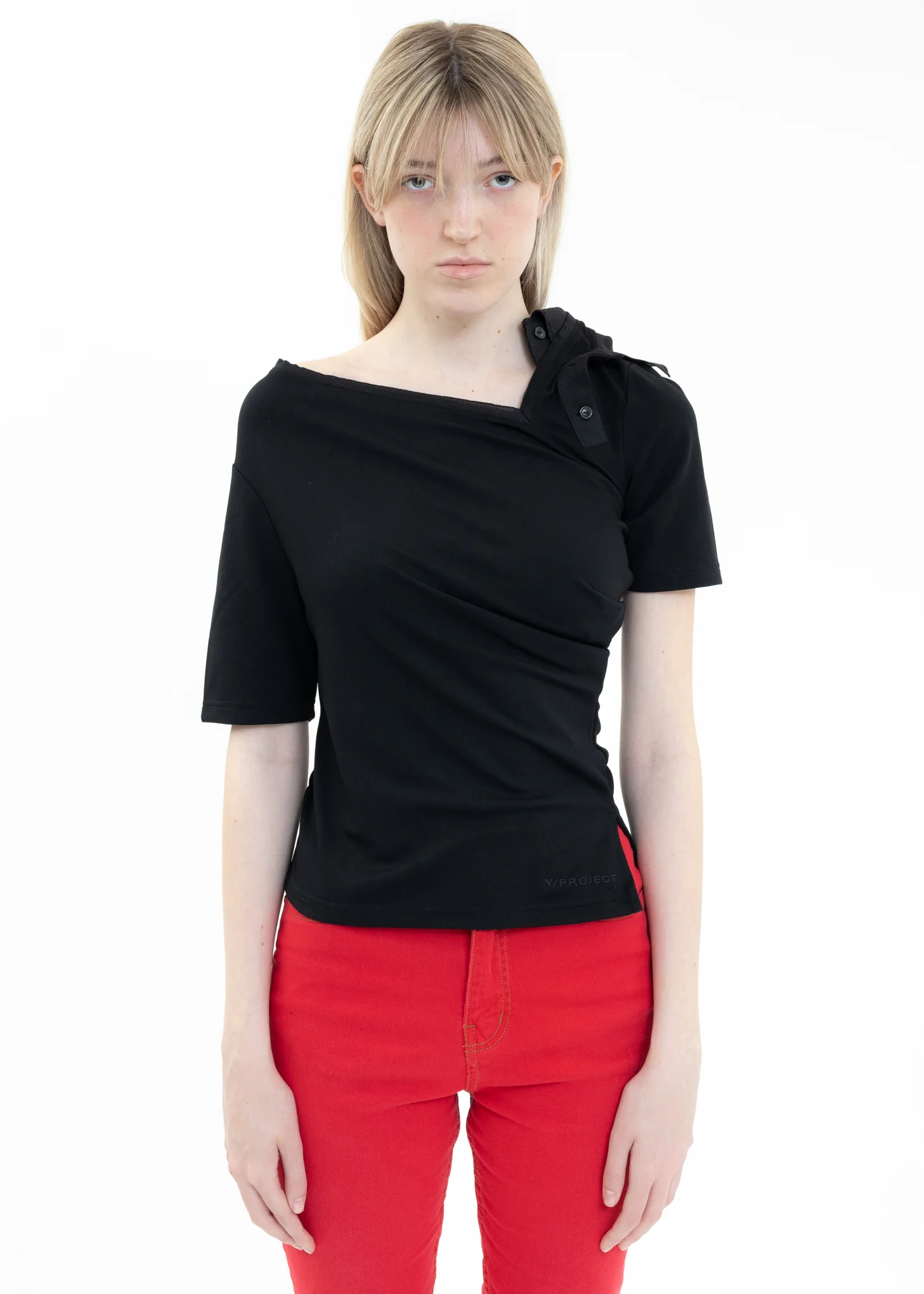 Black TWISTED DOUBLE COLLAR Polo - Image 2