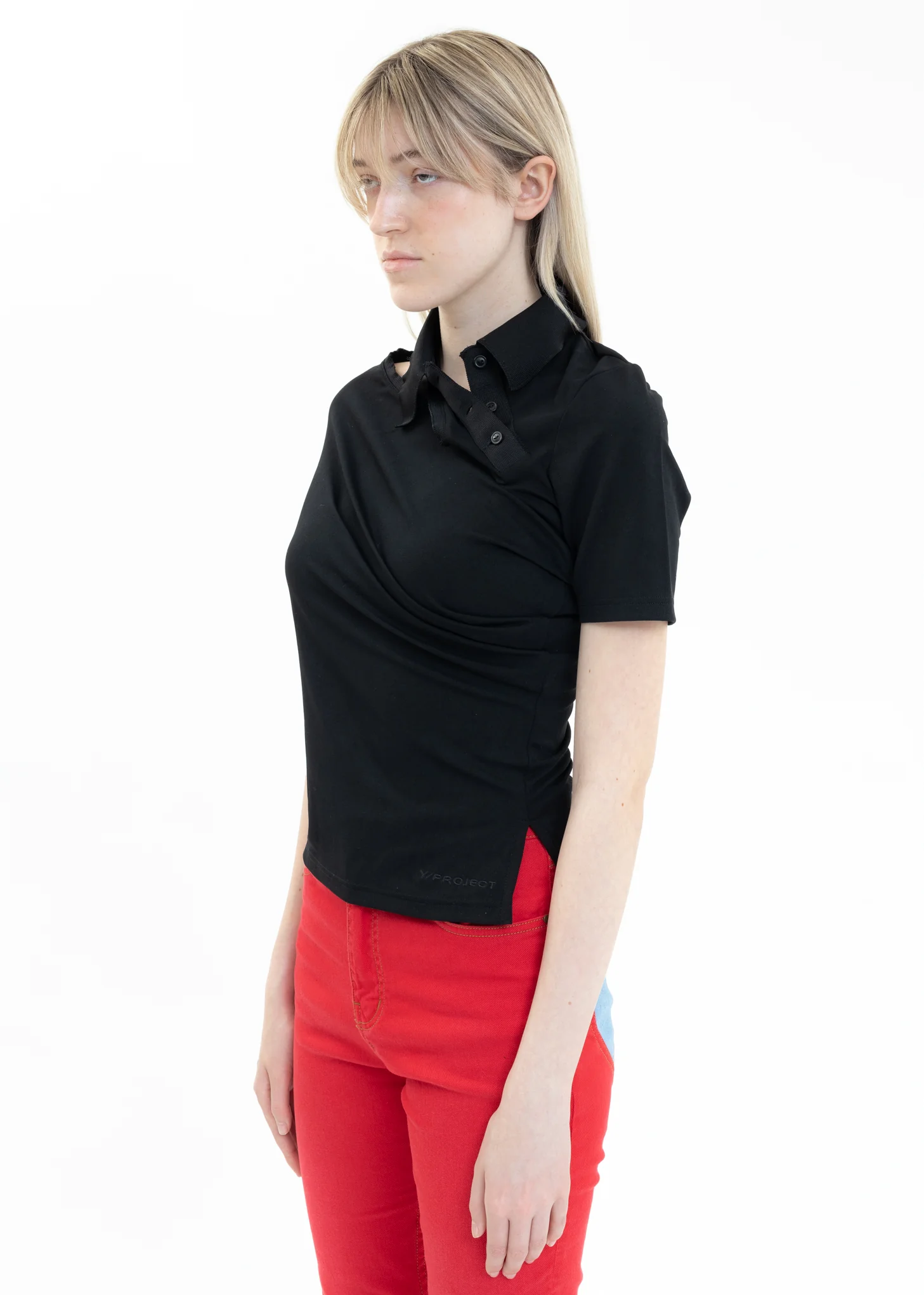 Black TWISTED DOUBLE COLLAR Polo - Image 3